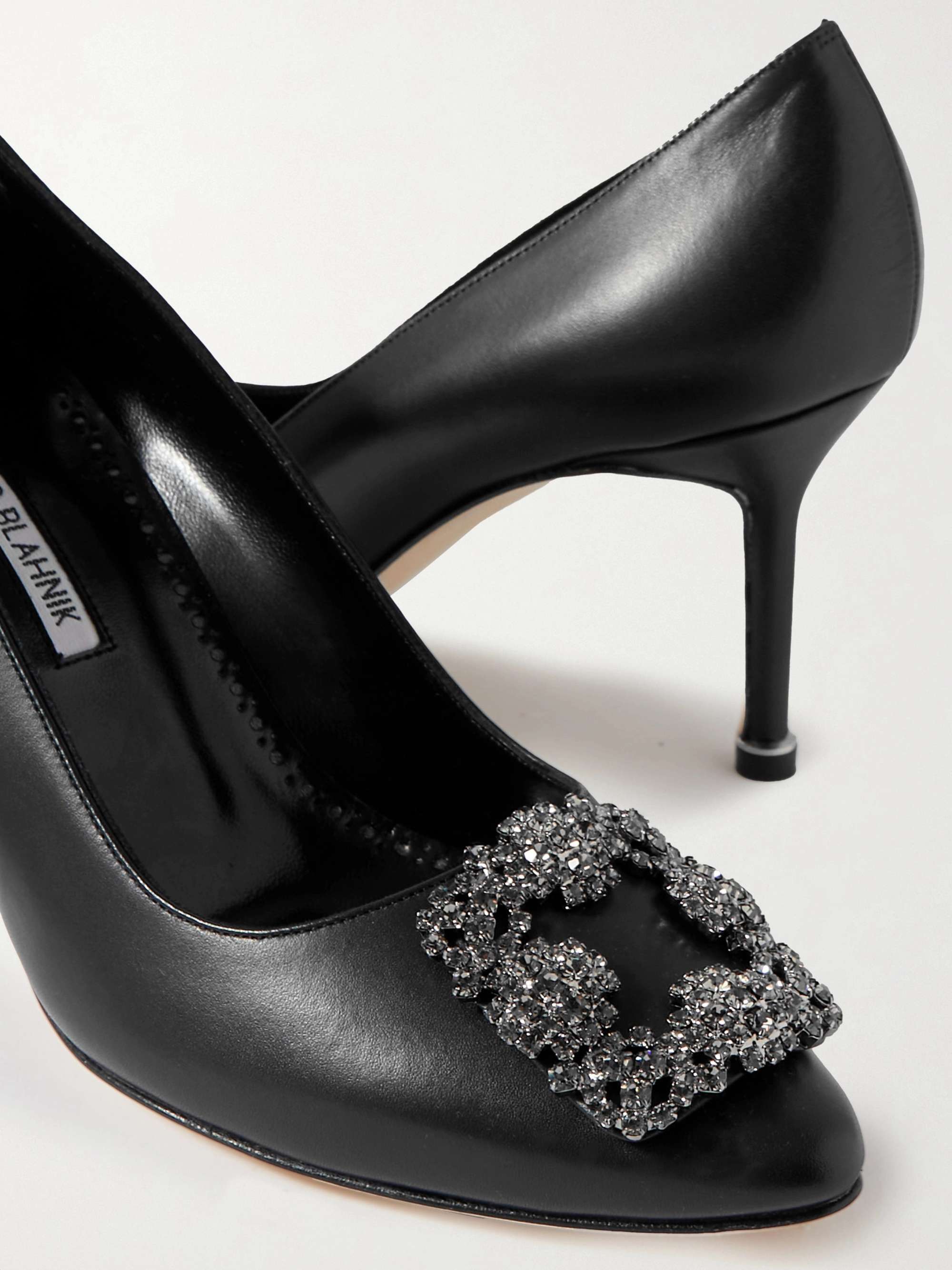 MANOLO BLAHNIK Hangisi 70 embellished leather pumps | NET-A-PORTER