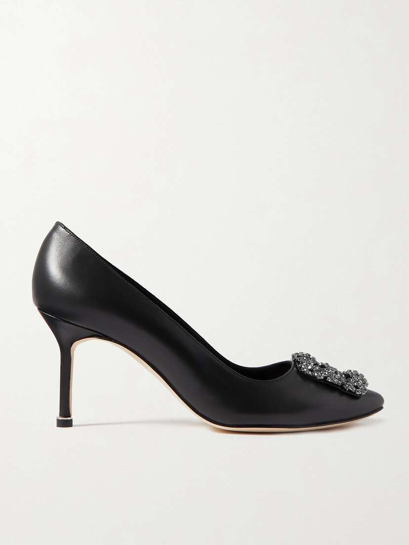 Manolo Blahnik Hangisi 70 Crystal-embellished Leather Pumps