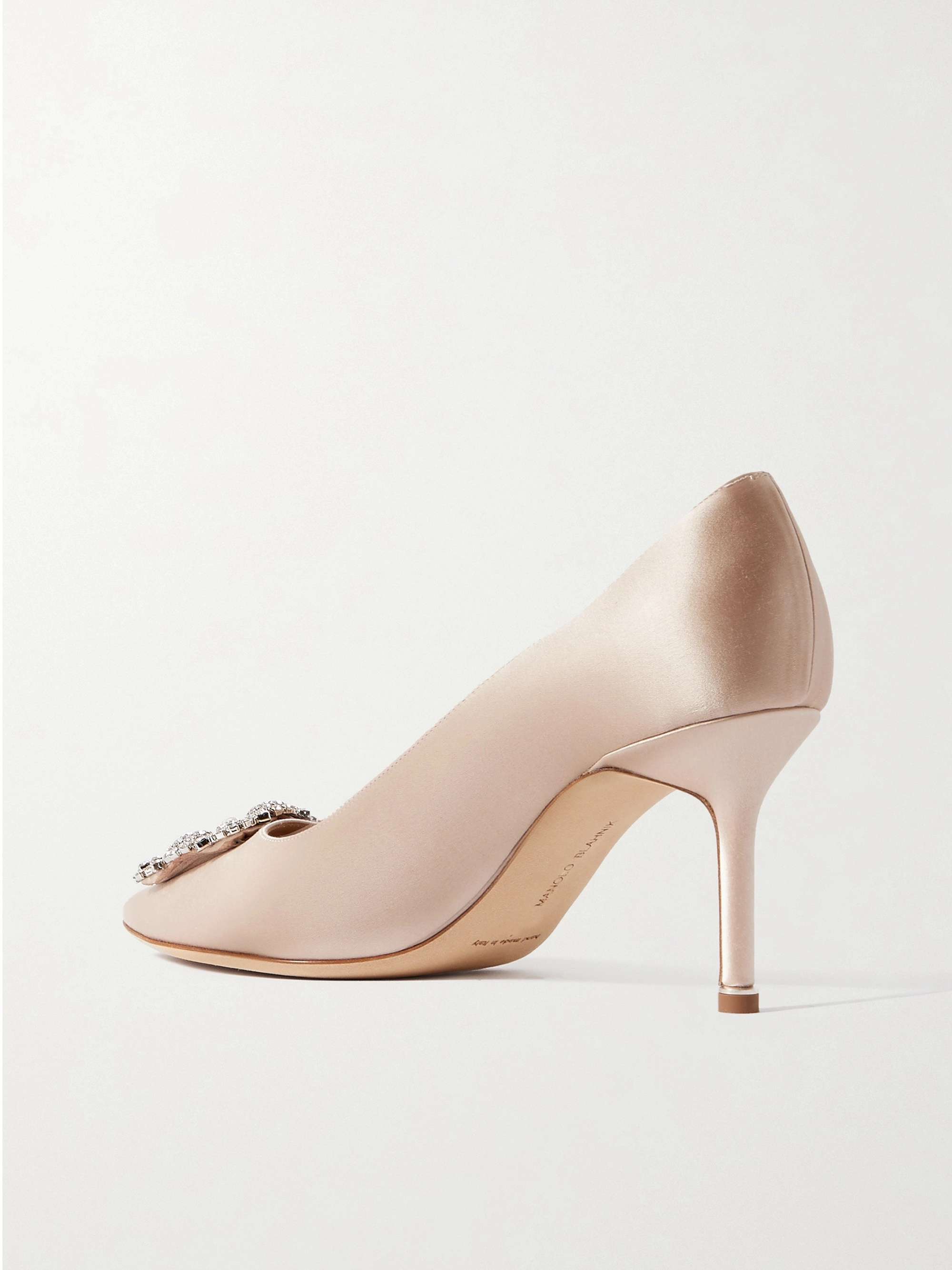 MANOLO BLAHNIK Hangisi 70 crystal-embellished satin pumps | NET-A-PORTER