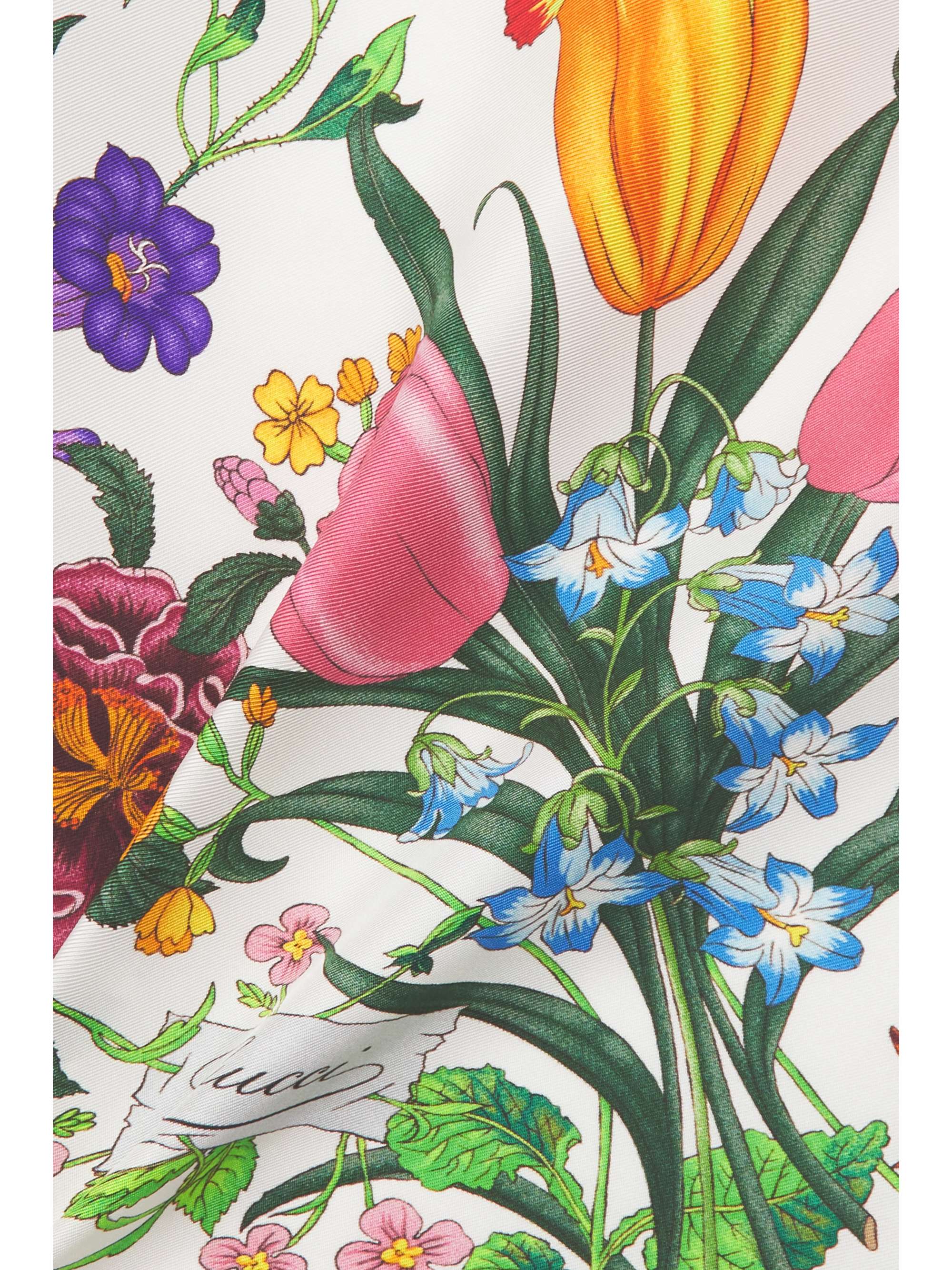 GUCCI Fly Flora floral-print silk-twill scarf