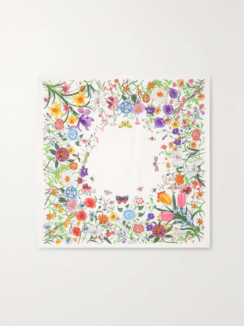 Gucci Fly Flora Floral-print Silk-twill Scarf