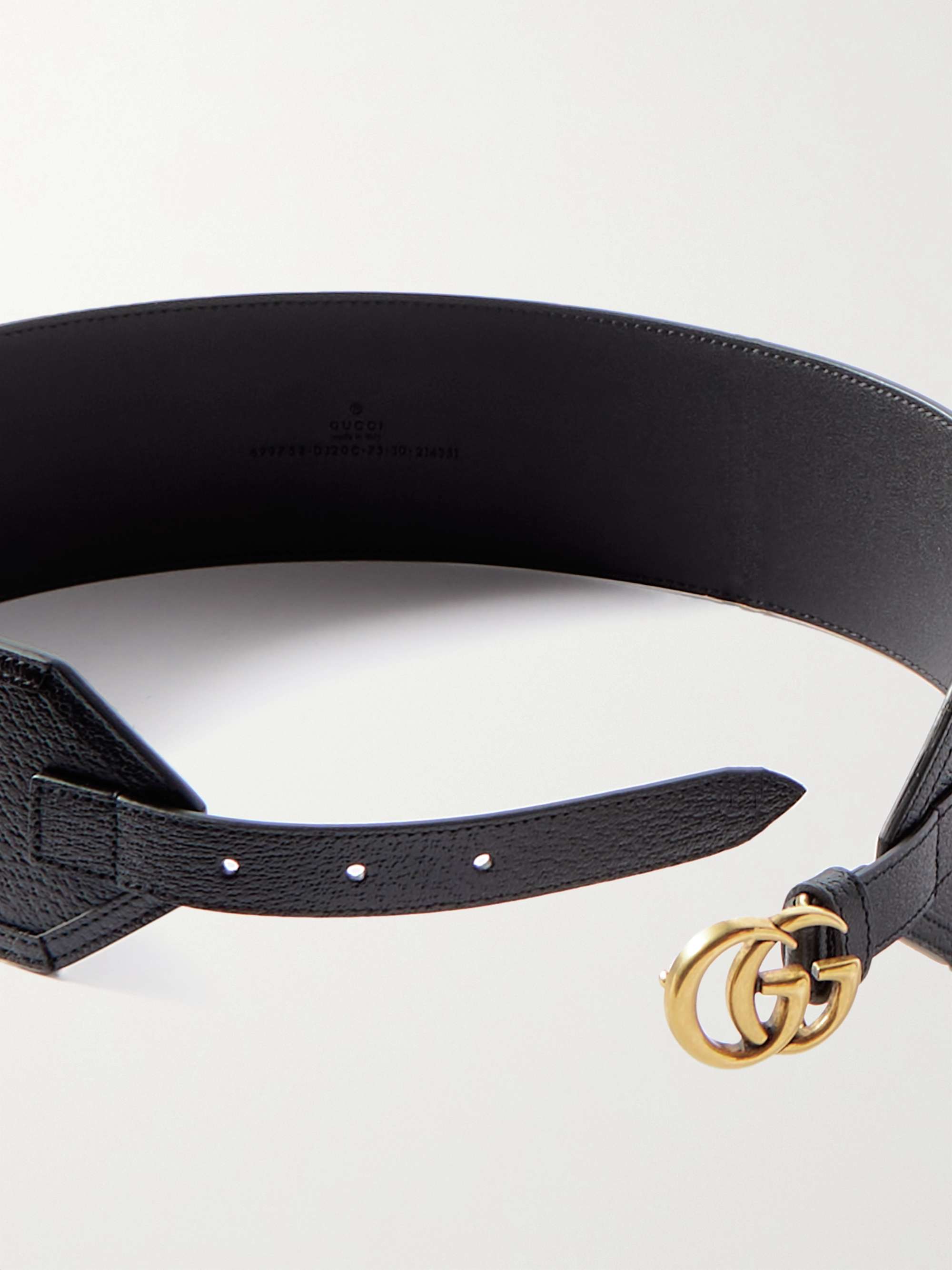 Black Textured leather waist belt GUCCI NETAPORTER