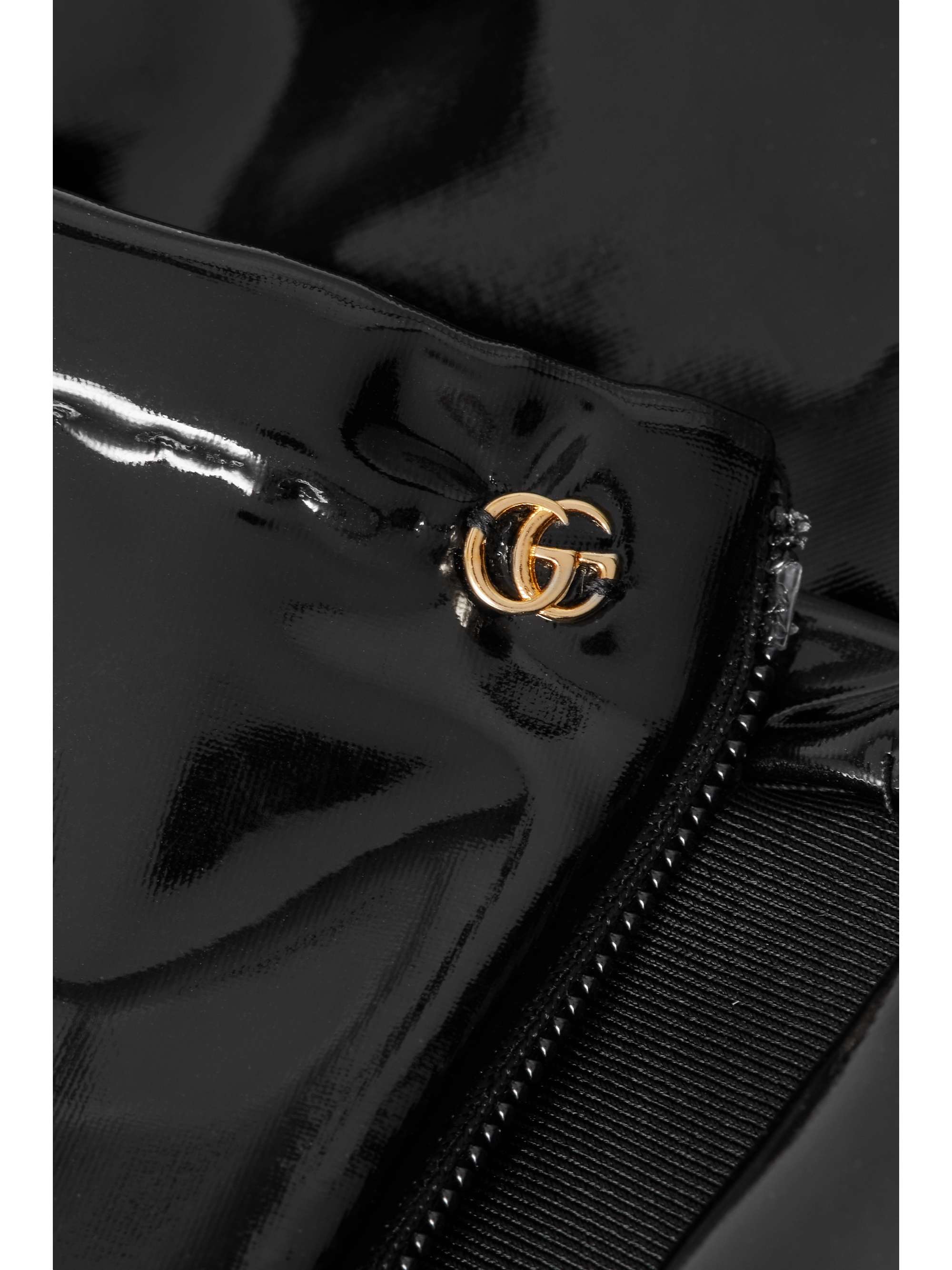 GUCCI Embellished patent-leather gloves