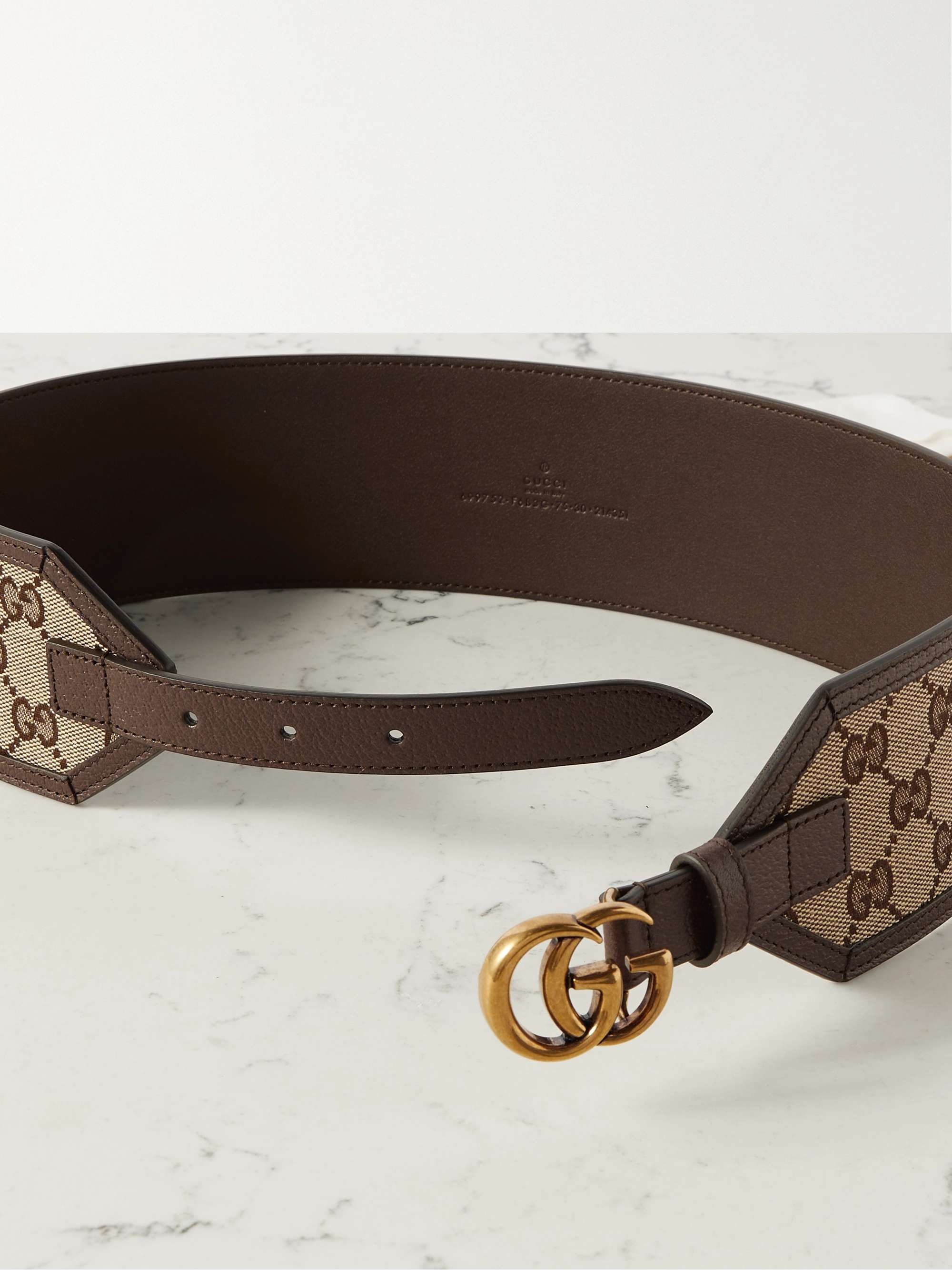 Gucci Belt Supreme G Buckle Brown in Canvas with Gold-tone - US