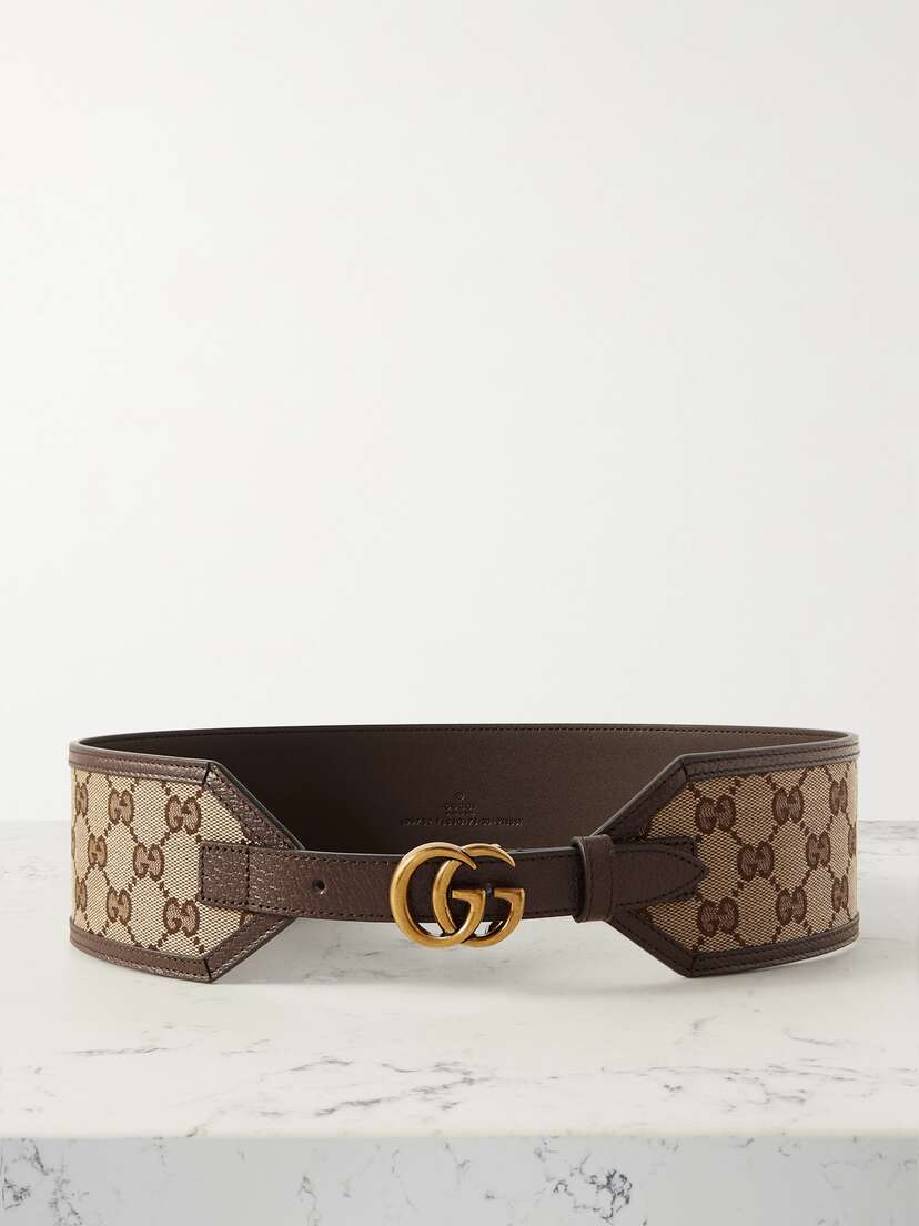 Gucci Embellished Leather-trimmed Coated-canvas Waist Belt