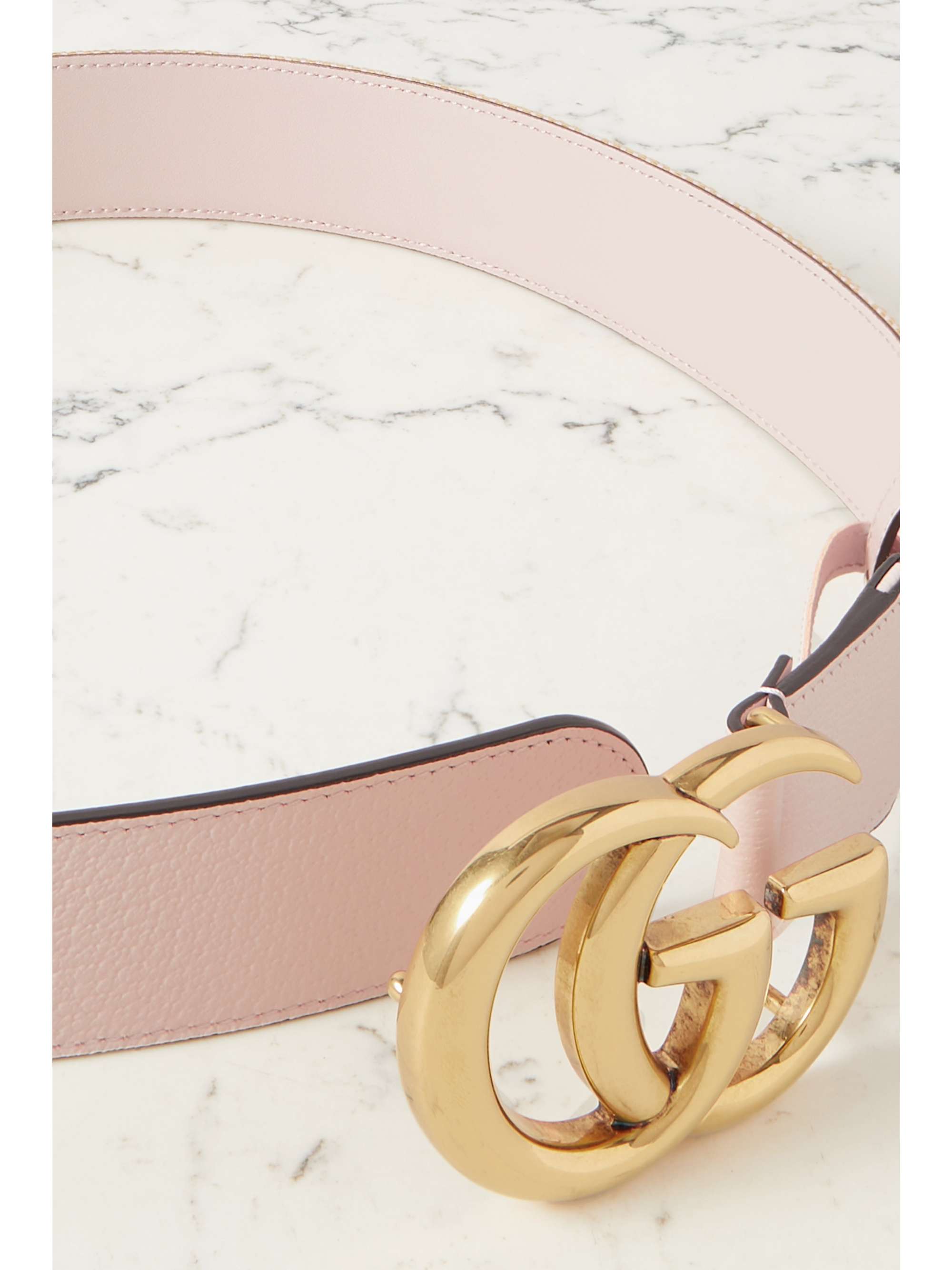GUCCI Textured-leather trimmed canvas-jacquard belt