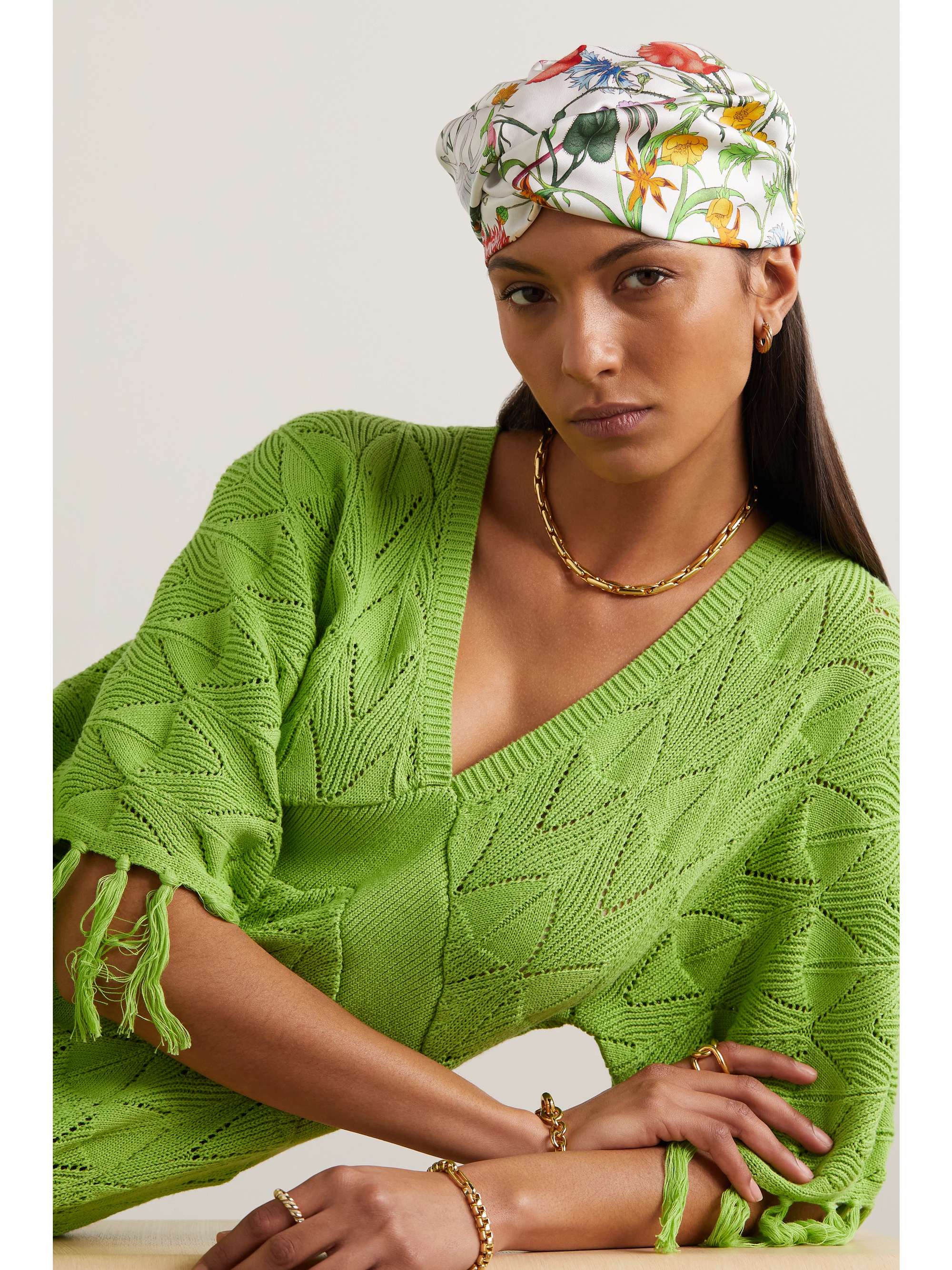 GUCCI Floral-print silk-twill headband | NET-A-PORTER