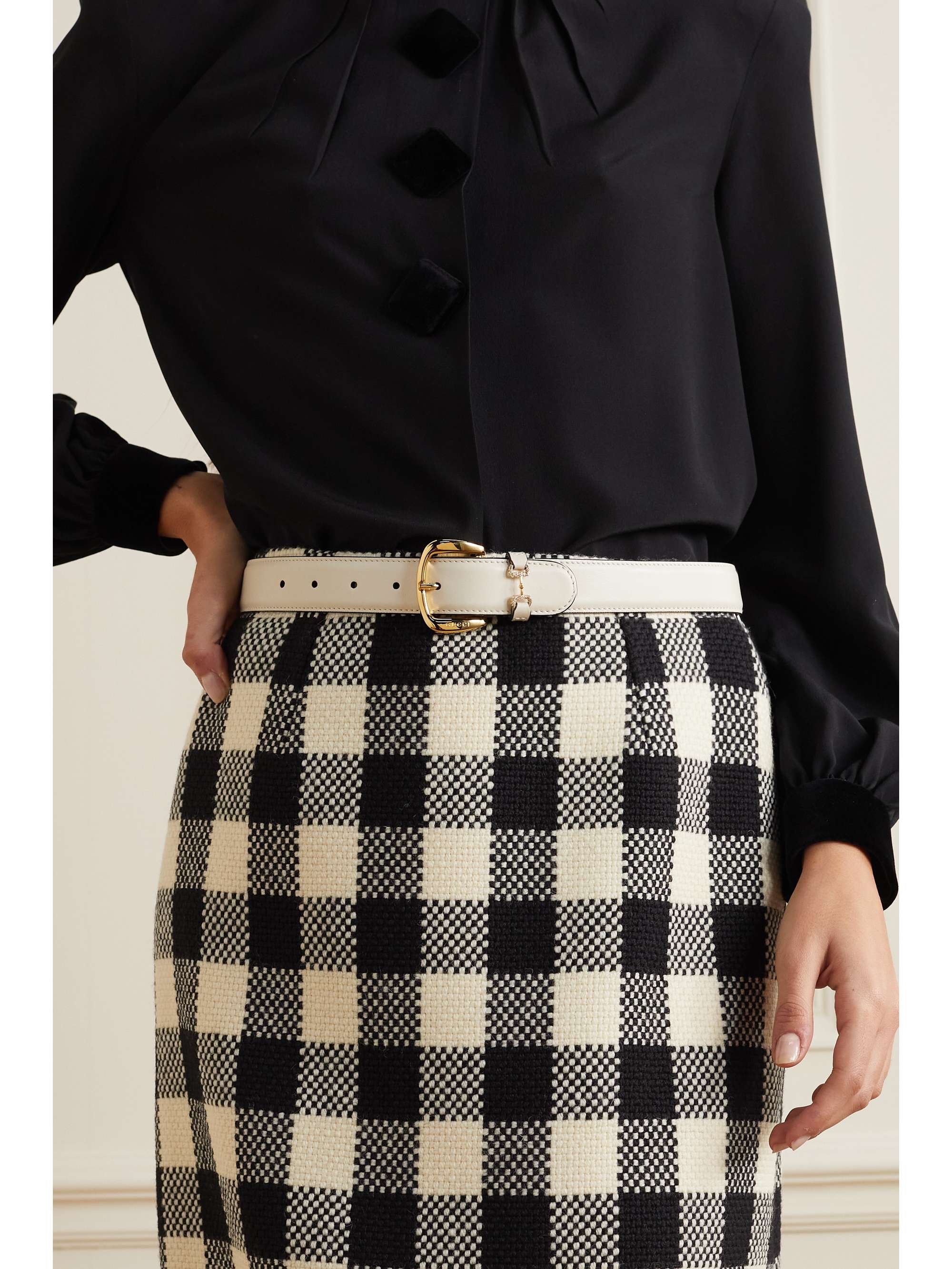 GUCCI Crystal embellished leather waist belt NET A PORTER
