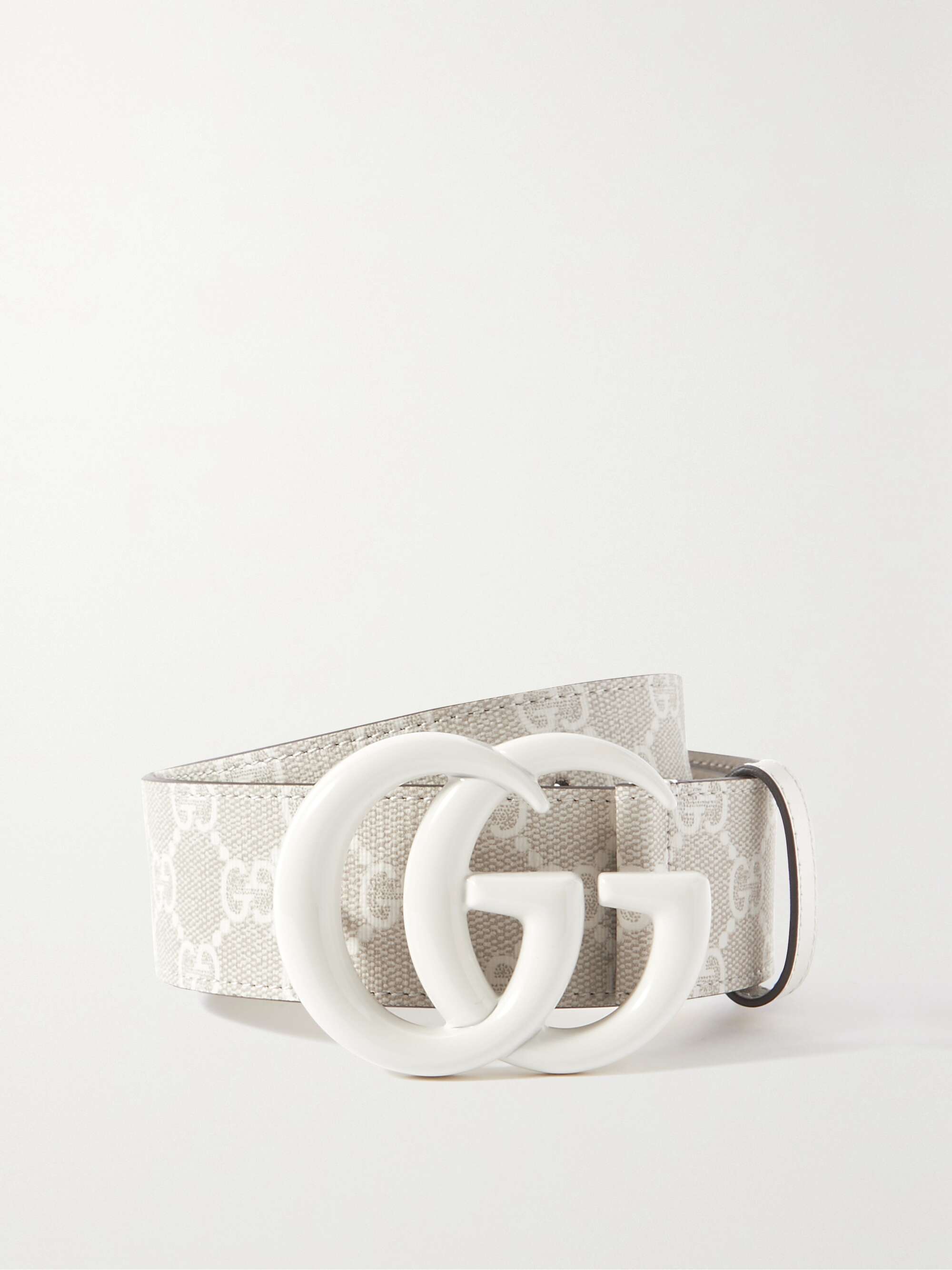 GUCCI Printed coated-canvas and leather belt | NET-A-PORTER