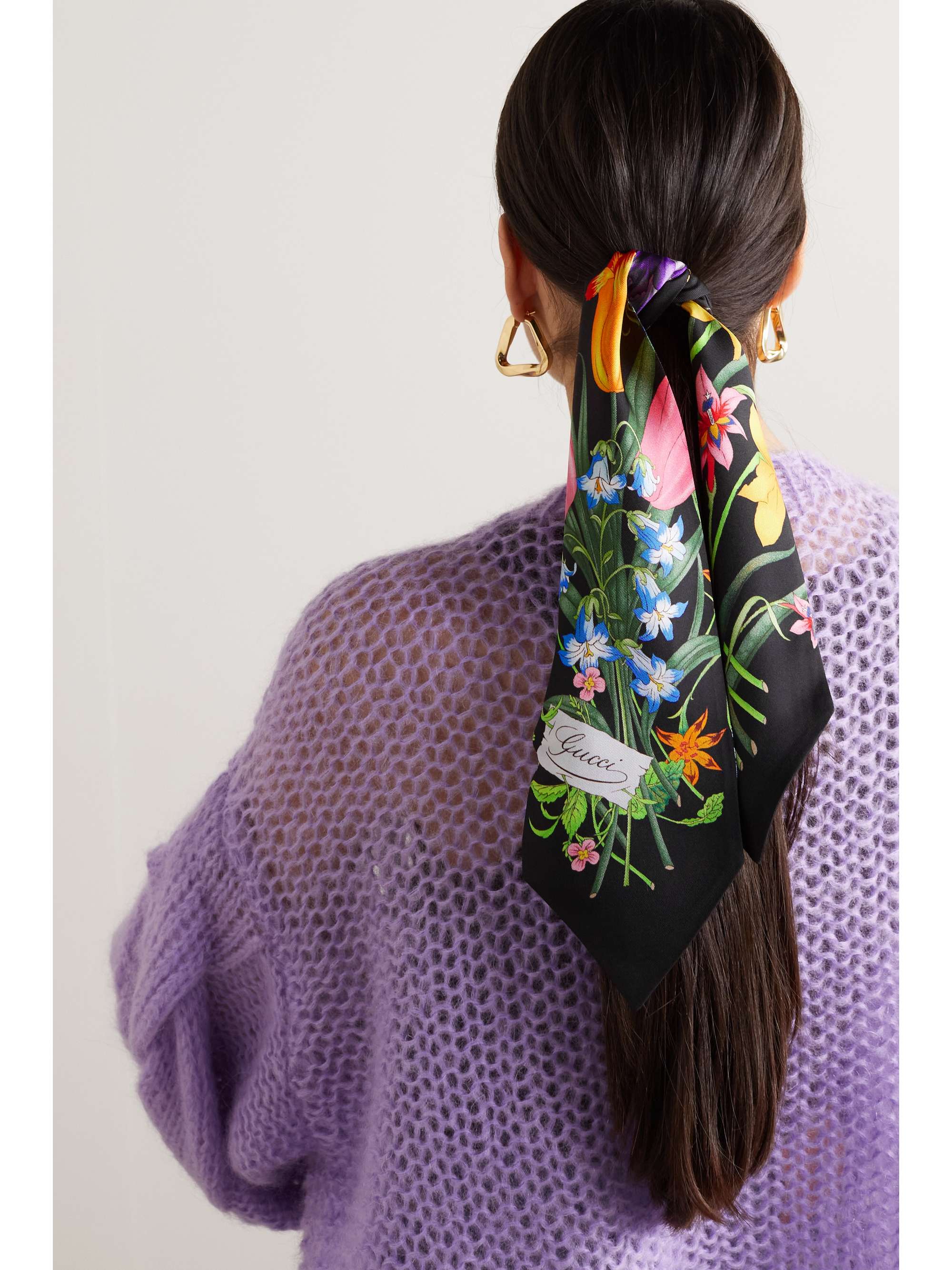 GUCCI Petit Fly Flora floral-print silk scarf