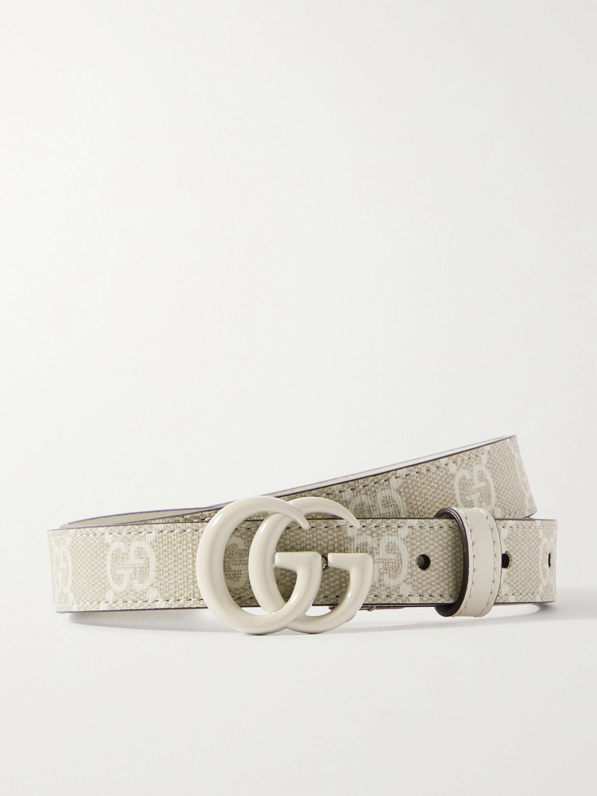 Gucci GG Leather Belt White