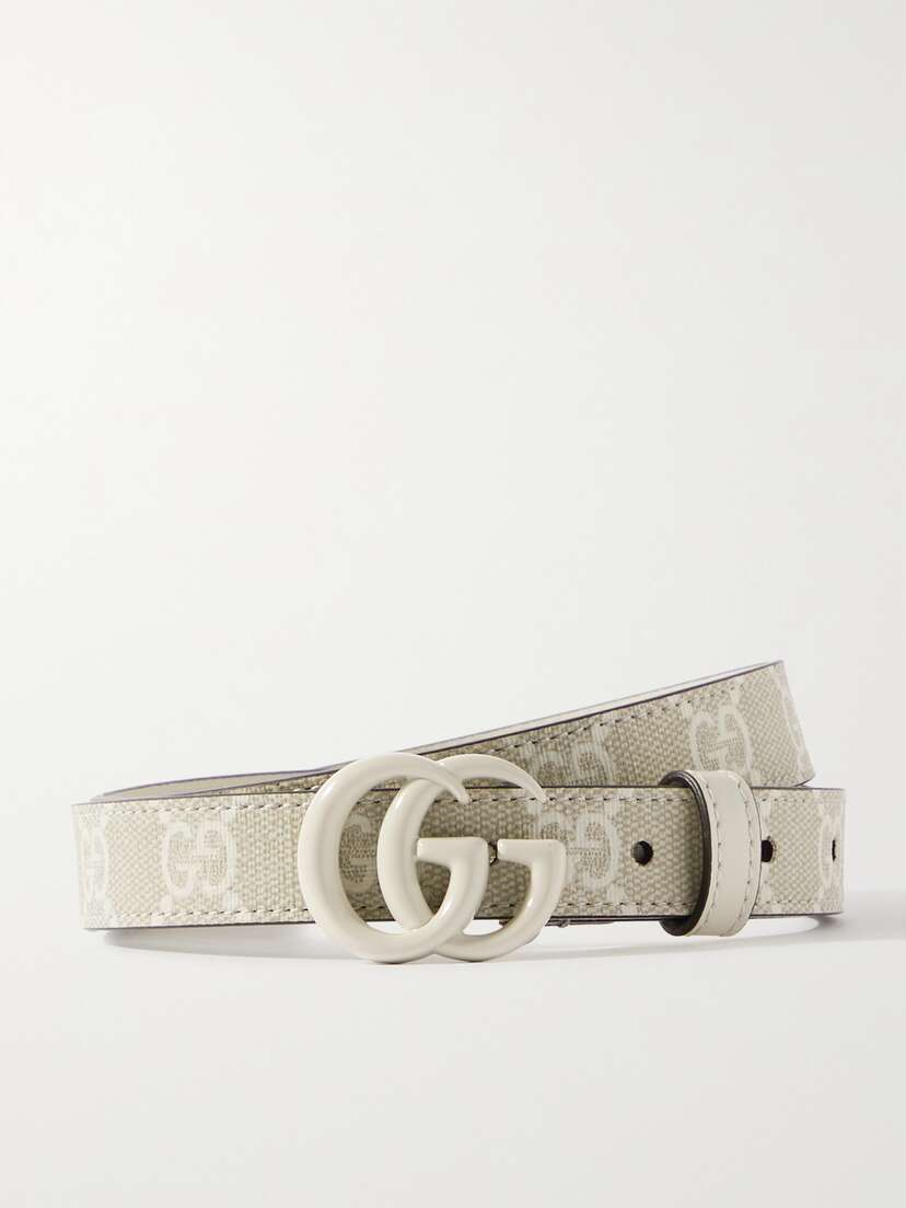 Gucci Gg Marmont Printed Coated-canvas And Leather Belt
