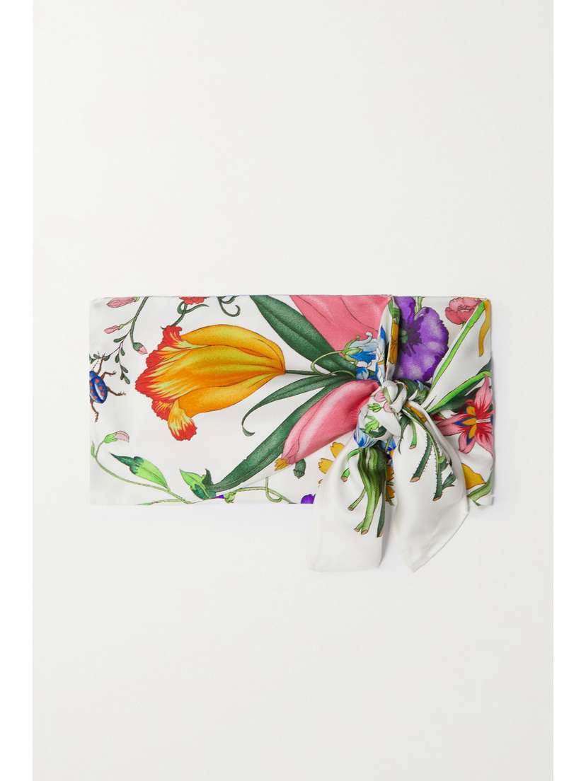 Gucci Petit Fly Flora Floral-print Silk Scarf