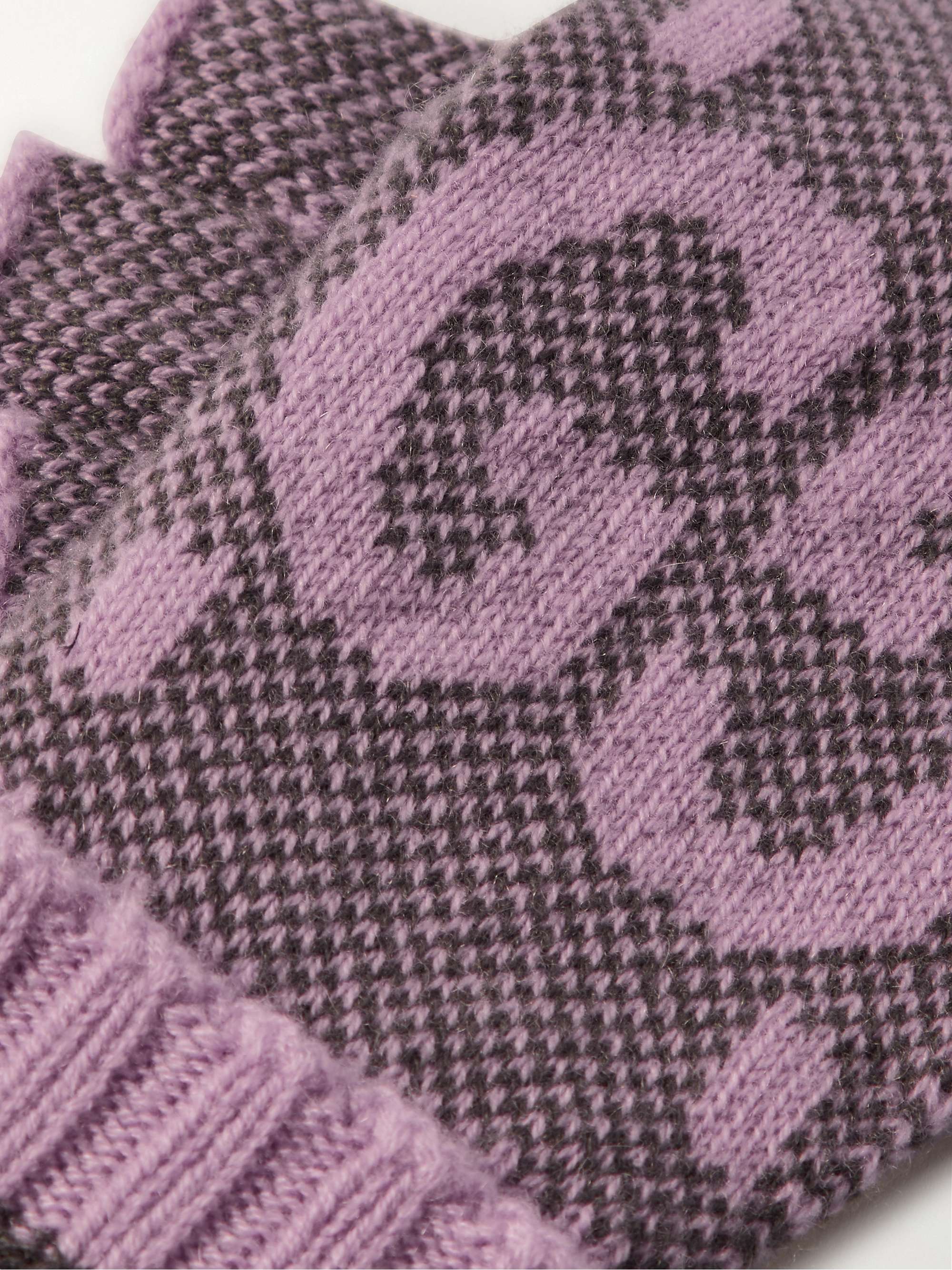 GUCCI Cashmere-jacquard fingerless gloves