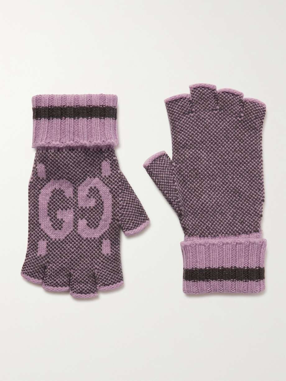 net-a-porter.com | Cashmere-jacquard fingerless gloves