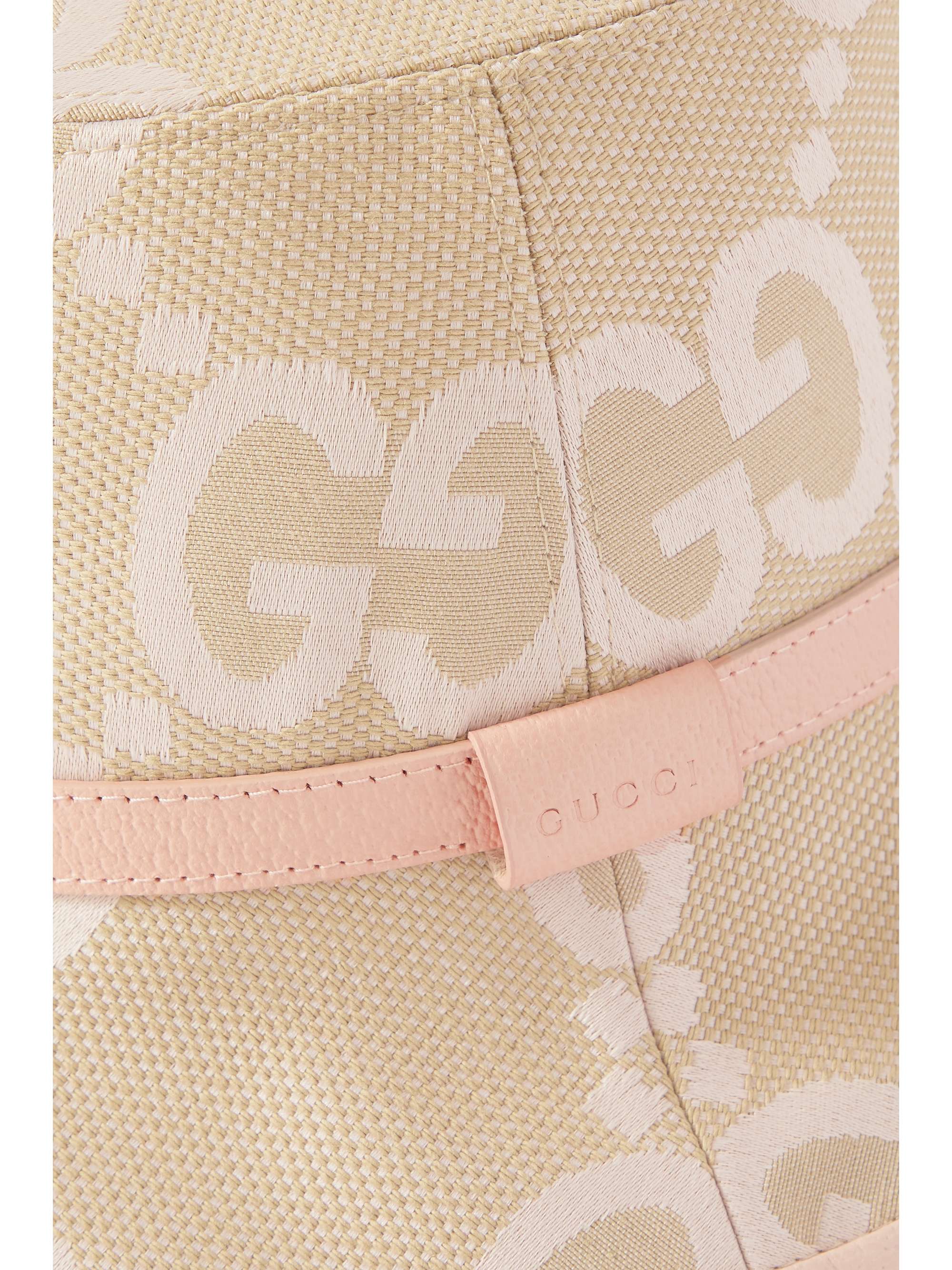 GUCCI Leather-trimmed canvas-jacquard bucket hat