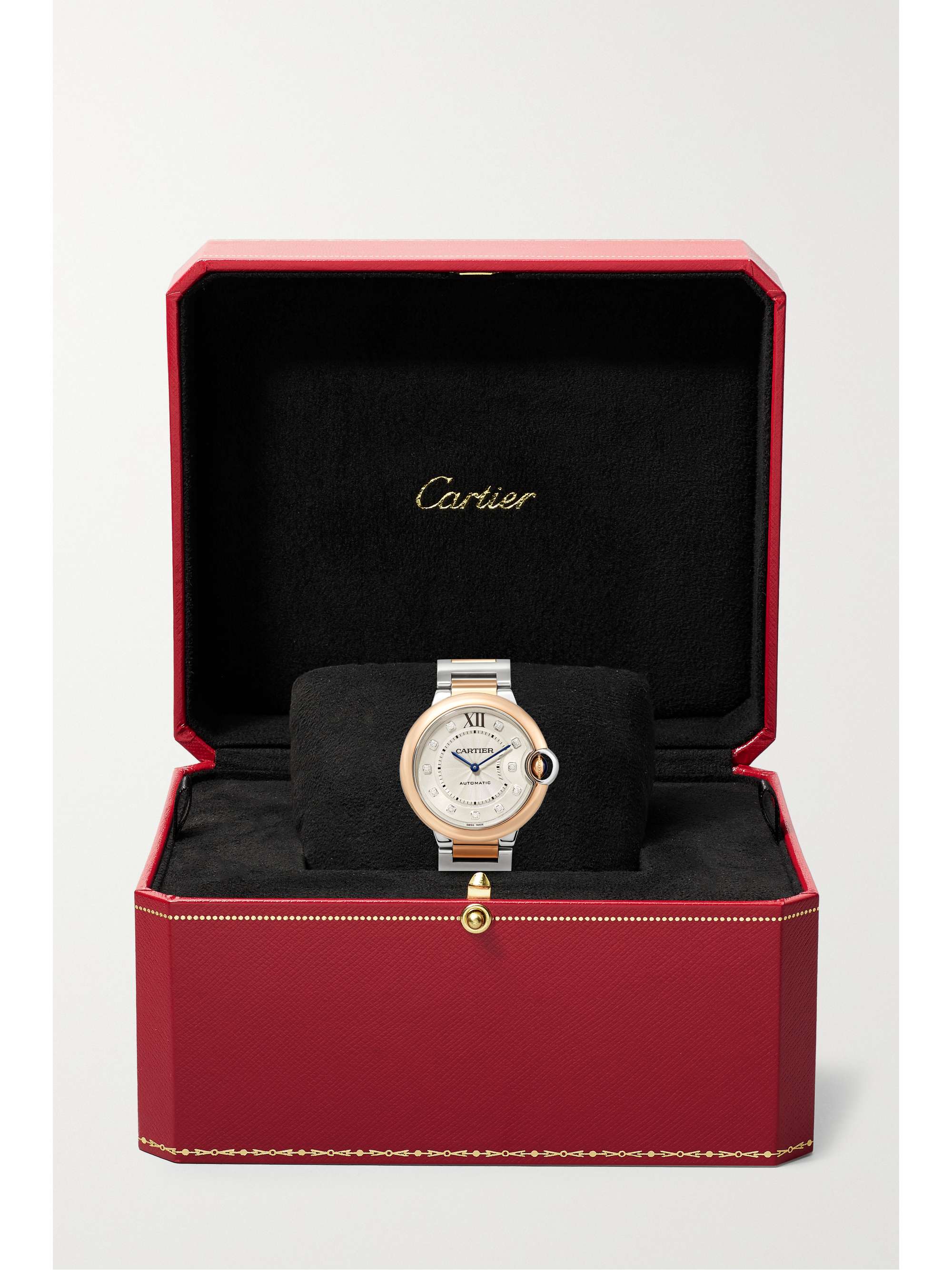 CARTIER Ballon Bleu de Cartier Automatic 33mm 18-karat rose gold, stainless steel and diamond watch