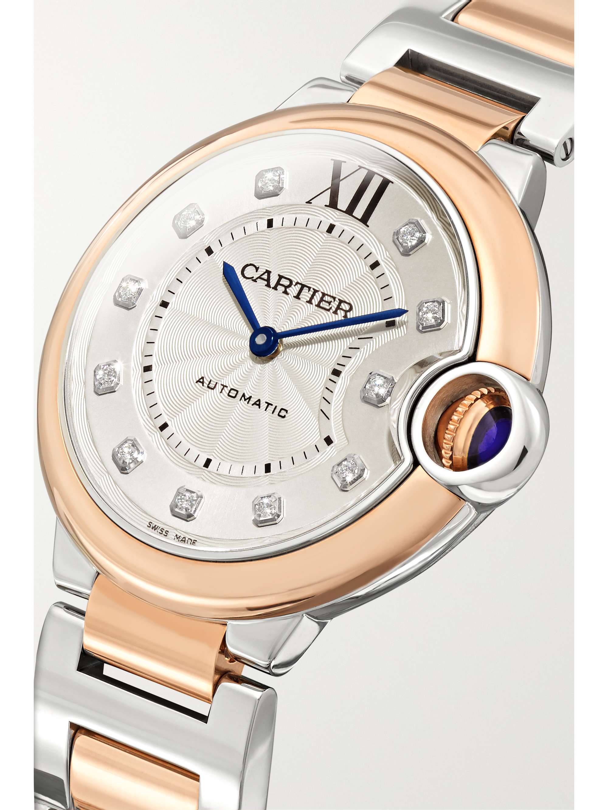 CARTIER Ballon Bleu de Cartier Automatic 33mm 18-karat rose gold, stainless steel and diamond watch