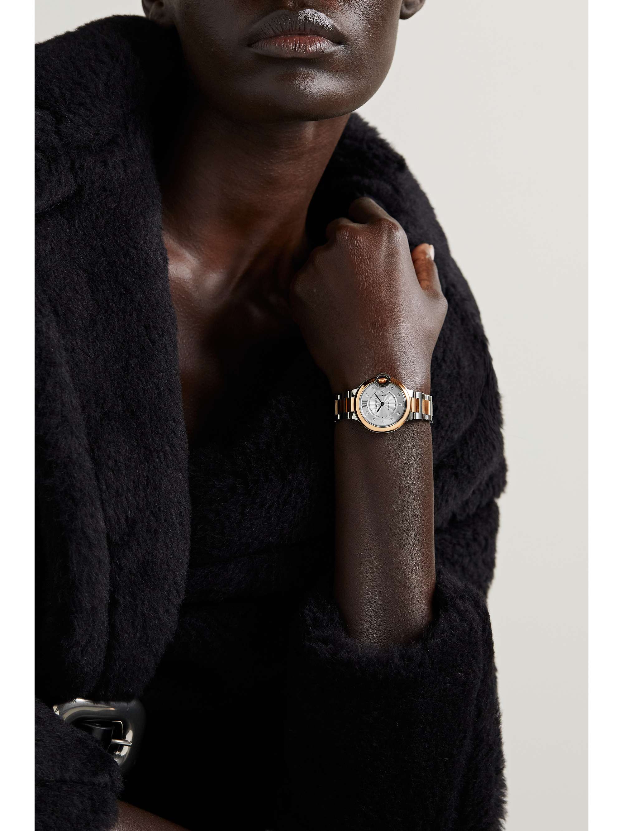 CARTIER Ballon Bleu de Cartier Automatic 33mm 18-karat rose gold, stainless steel and diamond watch