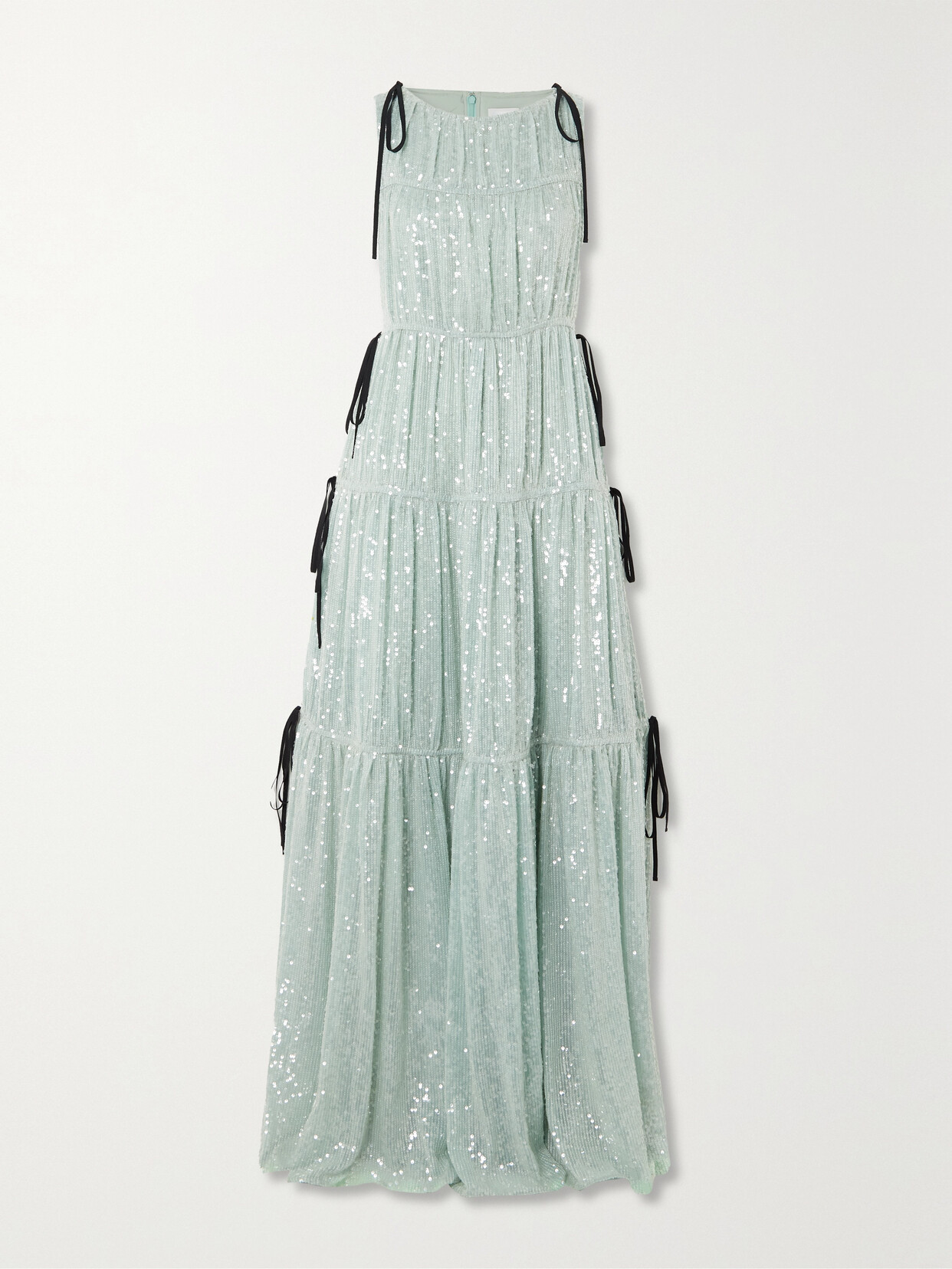 Erdem - Isla Grosgrain-trimmed Tiered Sequined Voile Gown - Blue