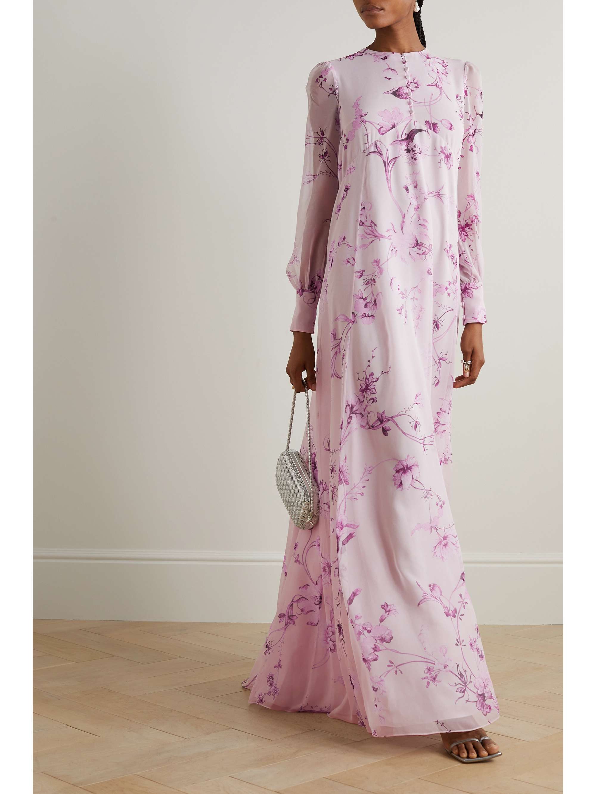 ERDEM Jaylene floral-print silk gown