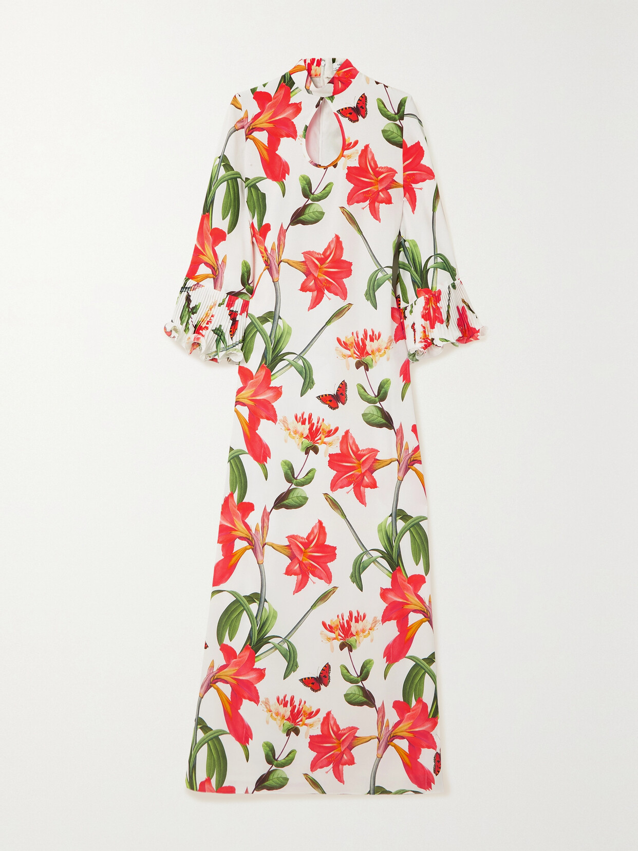 Andrew Gn - Cutout Floral-print Silk Kaftan - White