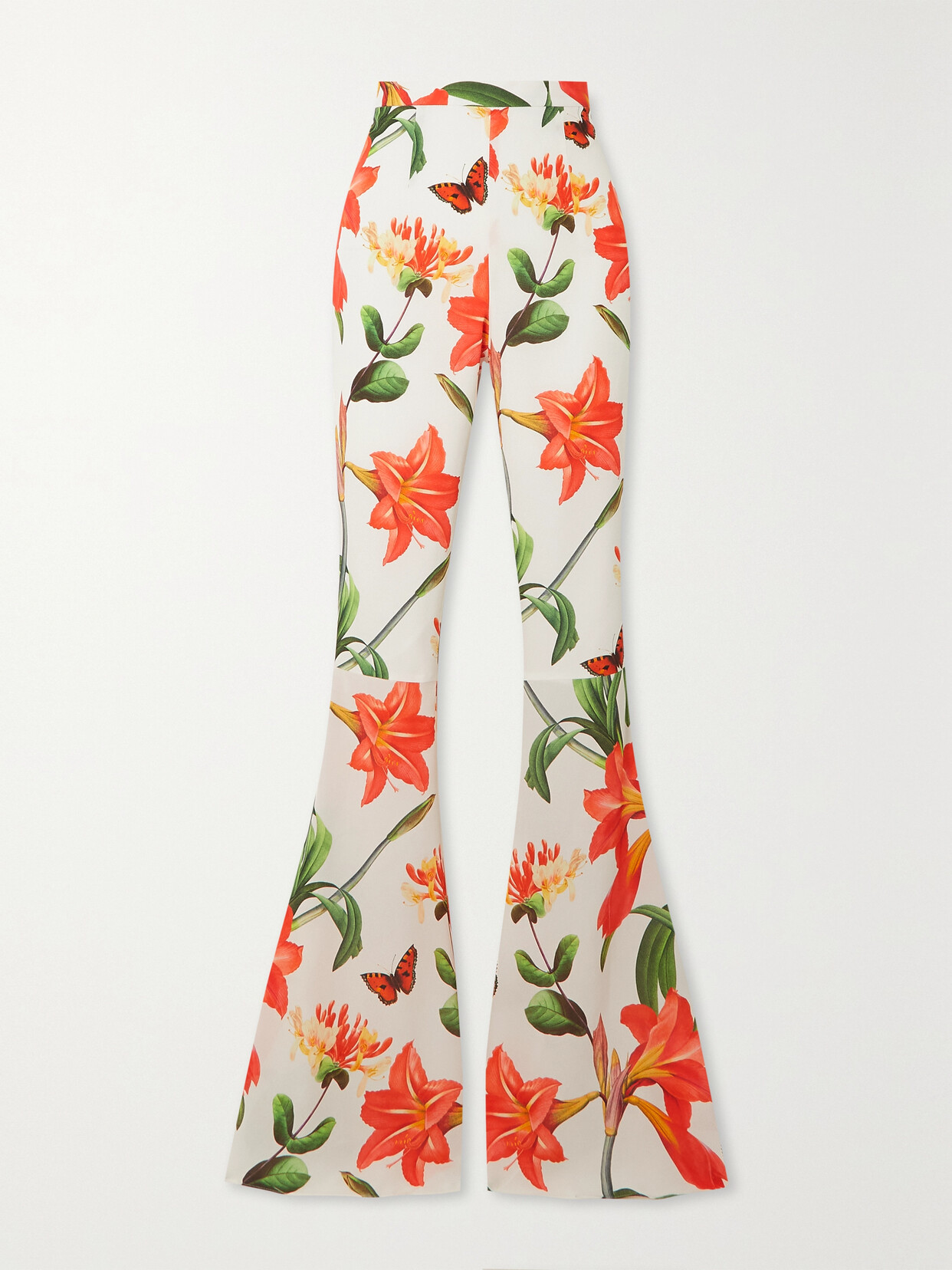 Andrew Gn Printed Silk-chiffon Flared Pants In White