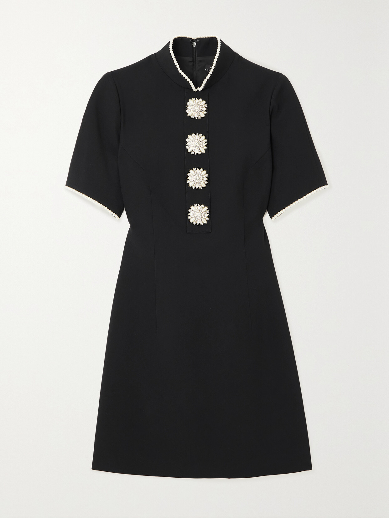 ANDREW GN EMBELLISHED CREPE MINI DRESS