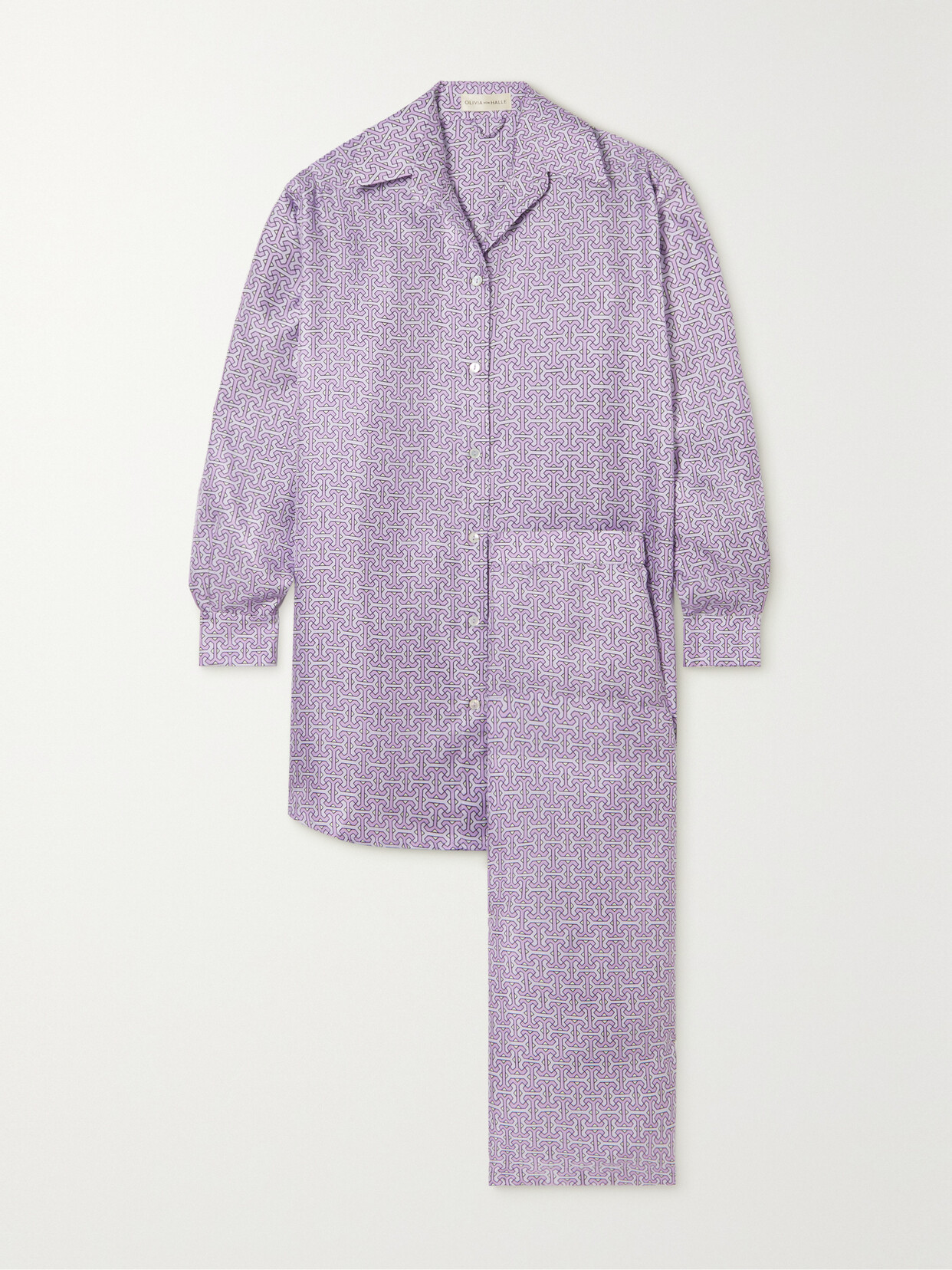 Olivia von Halle - Wolfe Printed Silk-twill Pajama Set - Purple