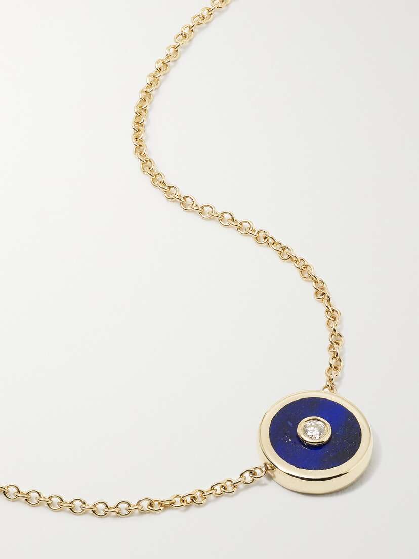 Retrouvaí Compass Mini 14-karat , Lapis Lazuli And Diamond Necklace