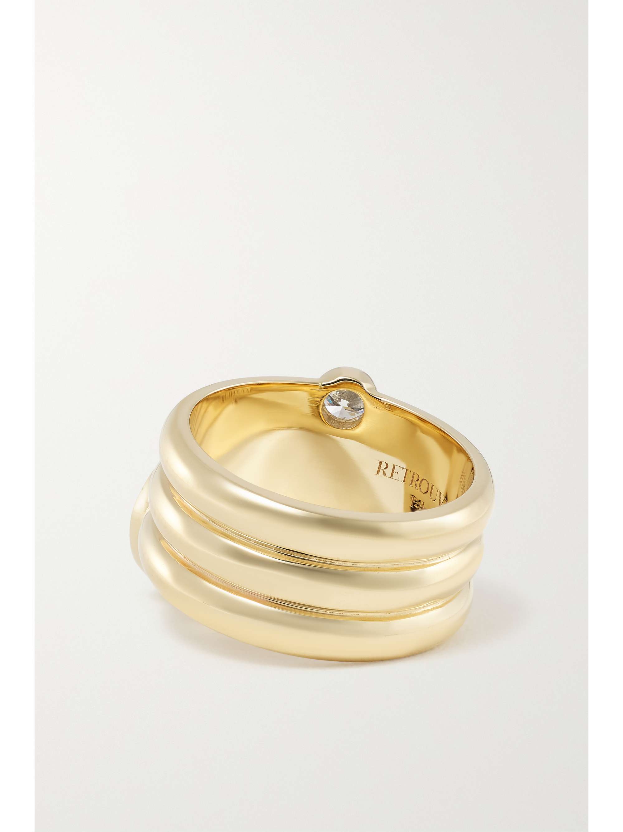 RETROUVAÍ Triple Coil Mini Compass 14-karat gold, lapis lazuli and diamond ring