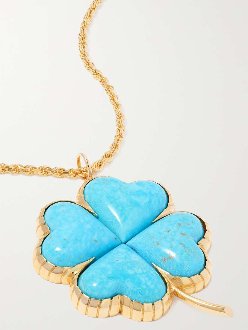 Retrouvaí Grandfather Clover 14-karat Gold Turquoise Necklace