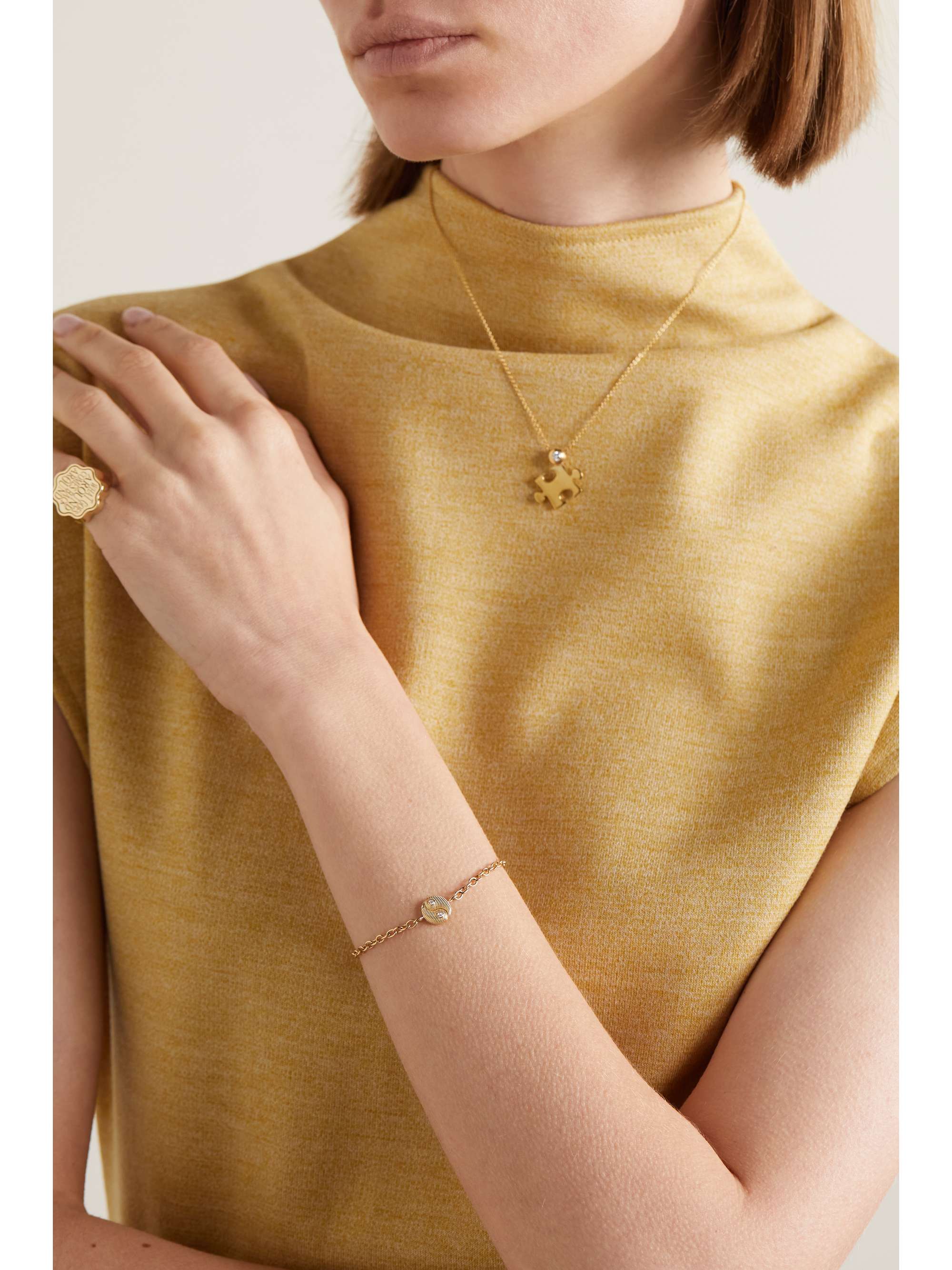RETROUVAÍ Mini Yin Yang 14-karat gold diamond bracelet