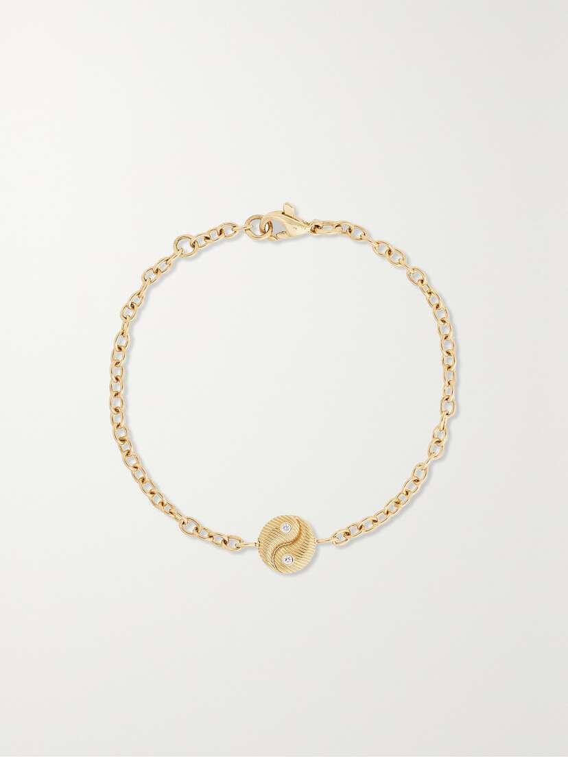 Retrouvaí Mini Yin Yang 14-karat Gold Diamond Bracelet