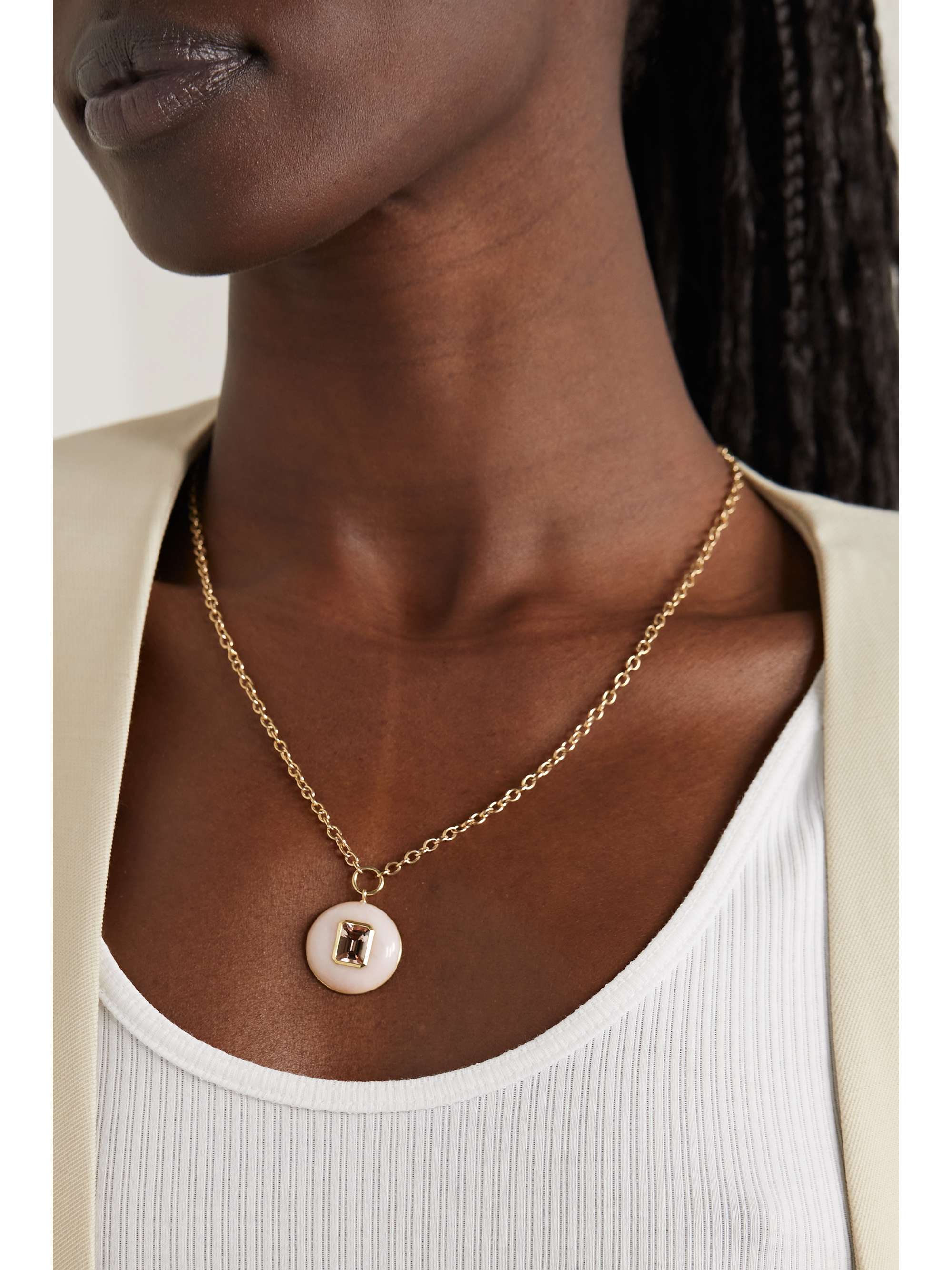 RETROUVAÍ Lollipop 14-karat gold, opal and morganite necklace