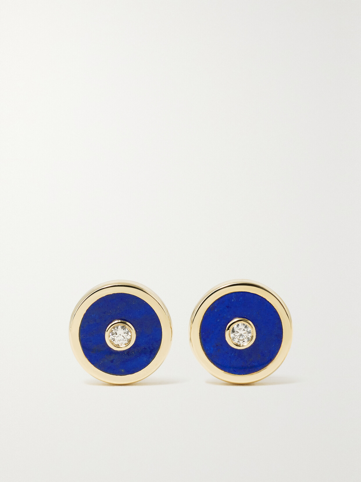 Retrouvai Compass Mini 14-karat Gold, Lapis Lazuli And Diamond Earrings