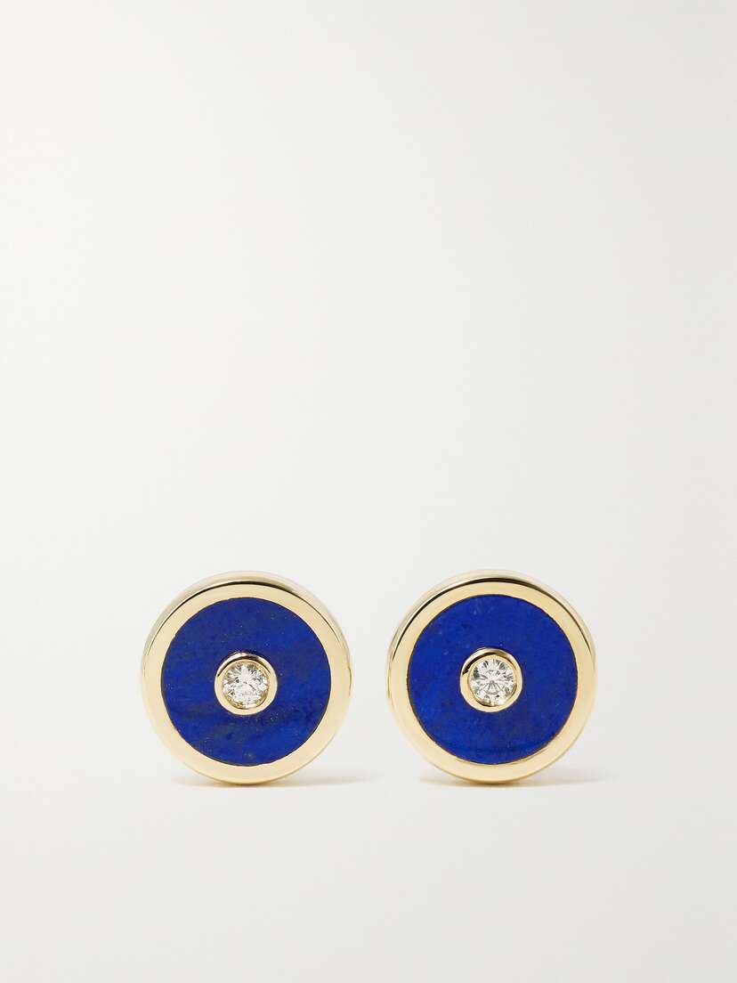 Retrouvaí Compass Mini 14-karat Gold, Lapis Lazuli And Diamond Earrings