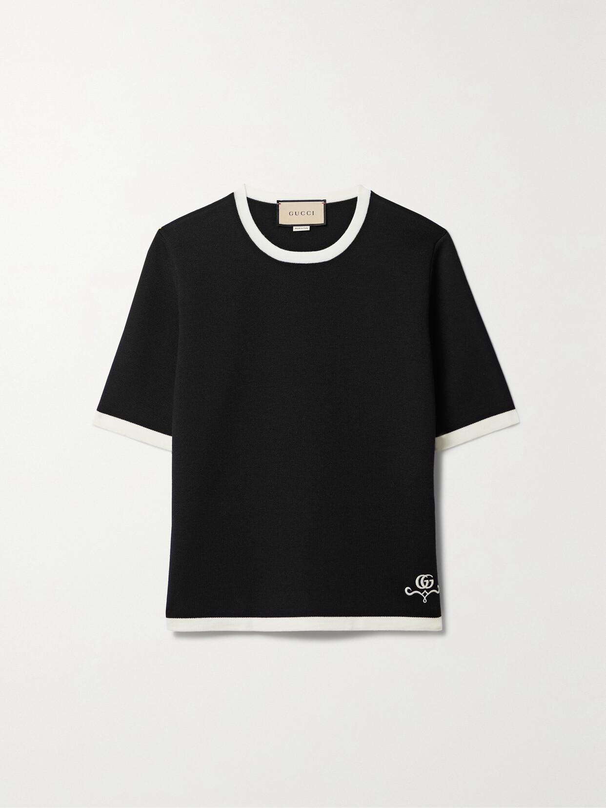 Gucci Two-tone Embroidered Wool-piqué Top