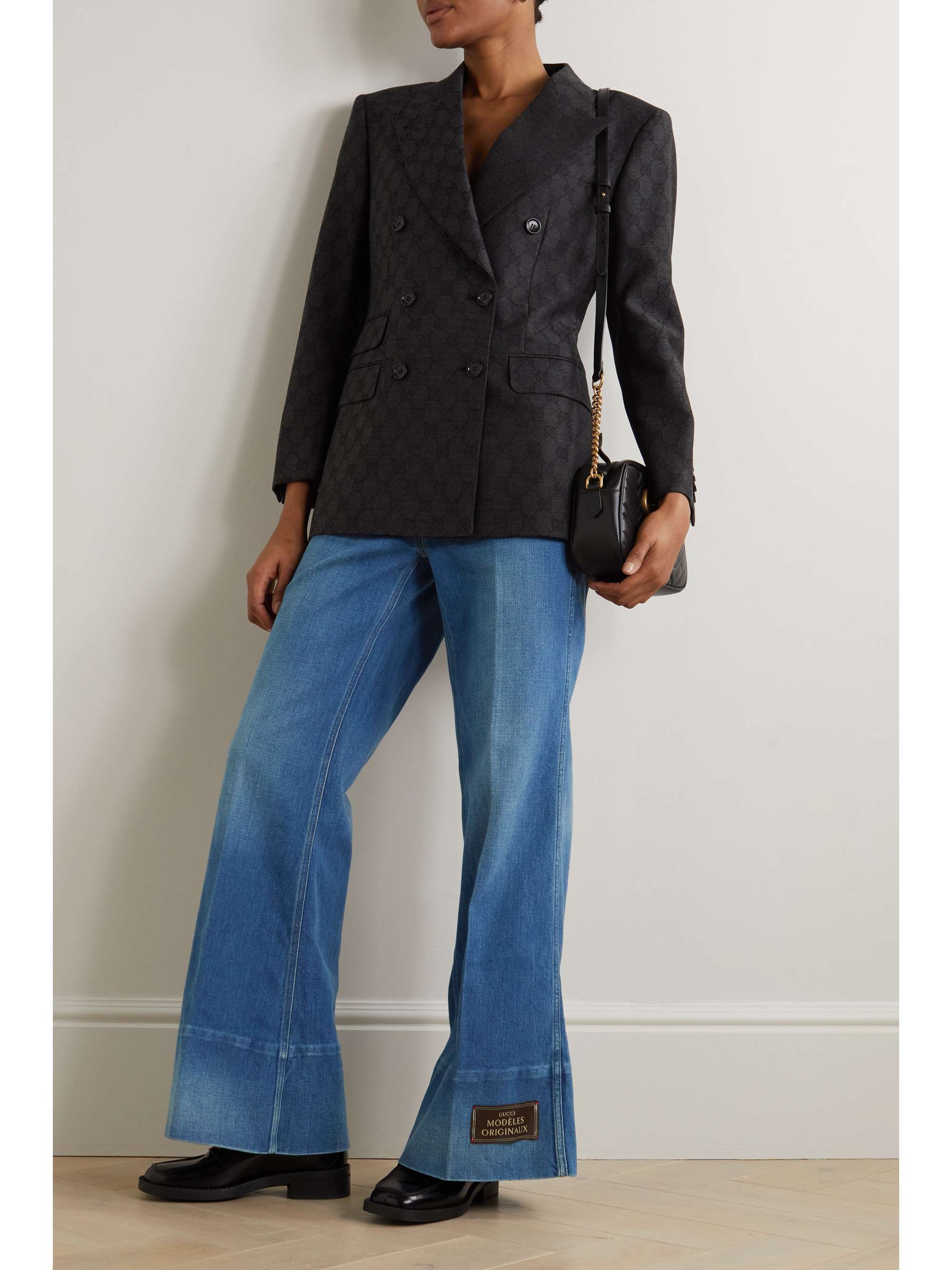 GUCCI Appliquéd high-rise flared jeans | NET-A-PORTER