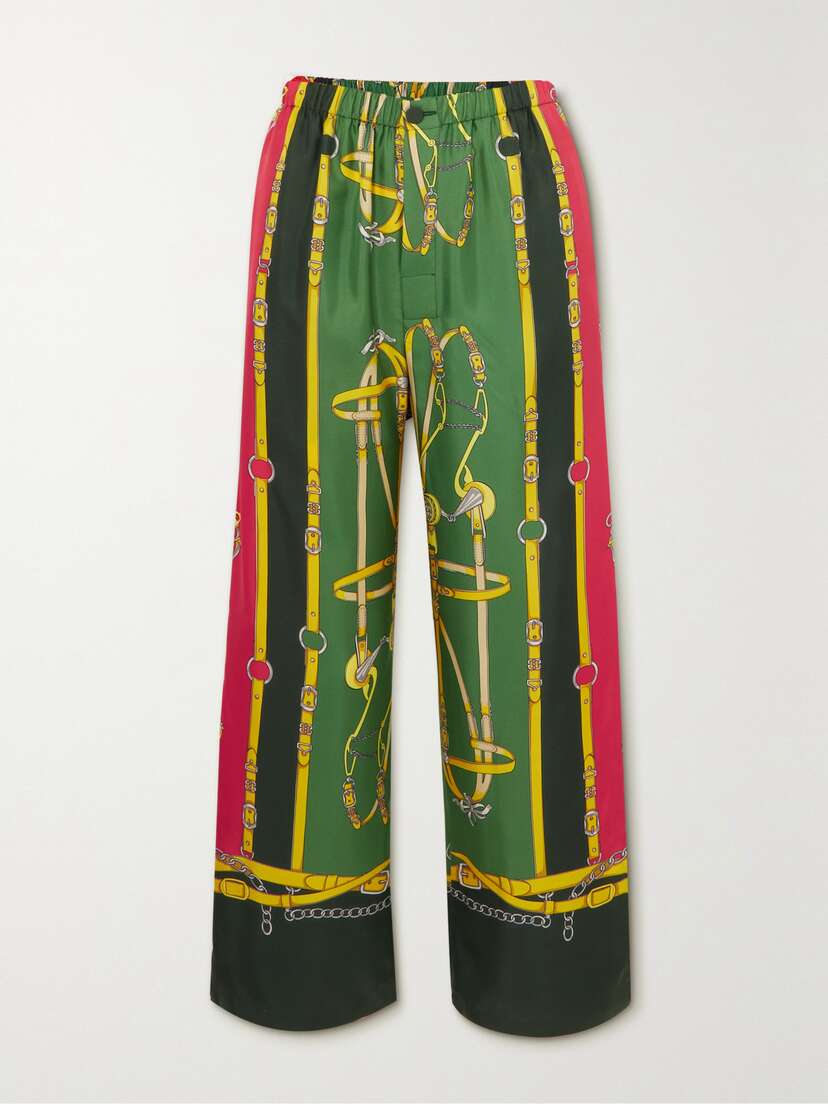Gucci Printed Silk-satin Straight-leg Pants