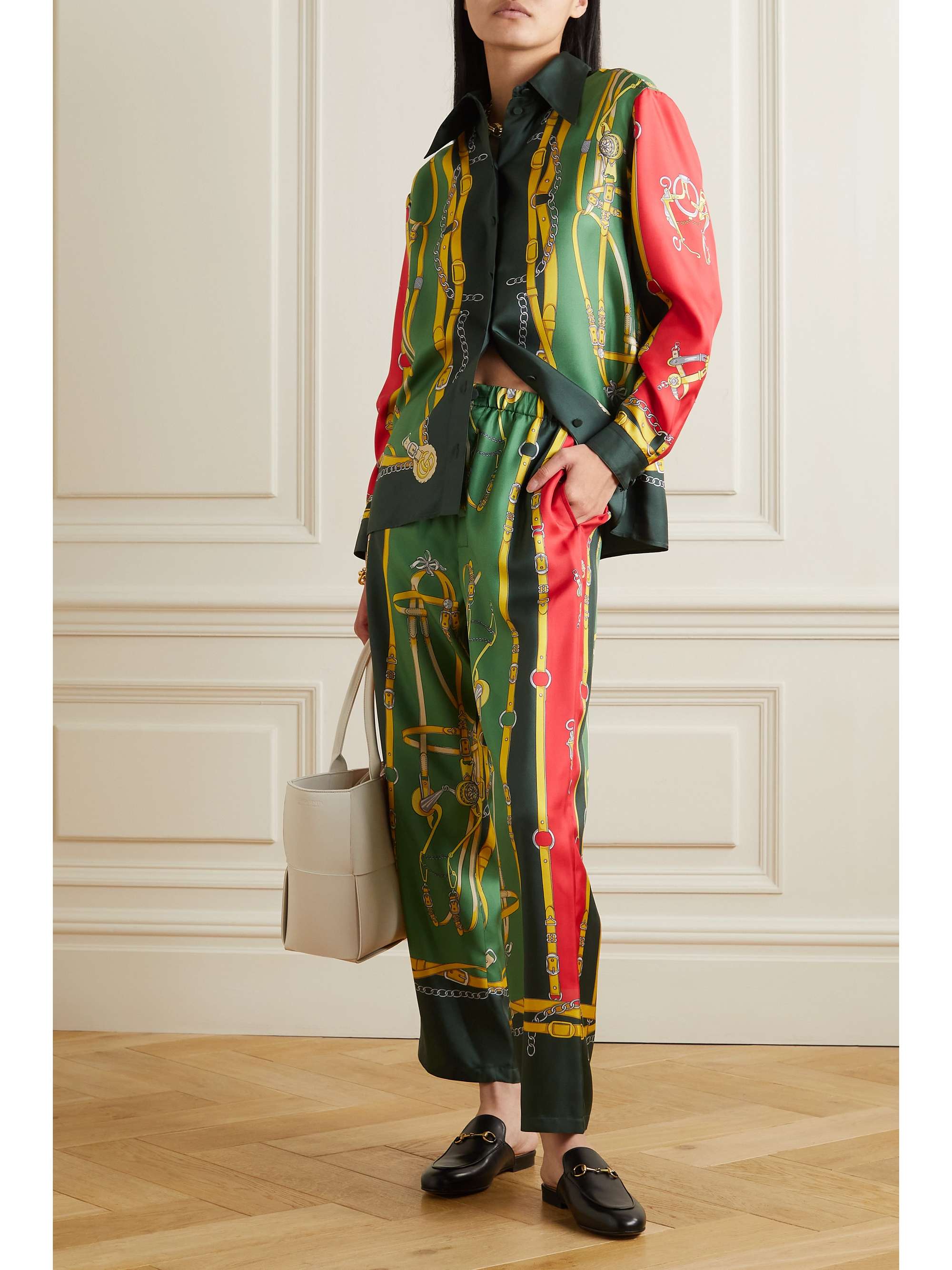 GUCCI Printed silk-satin straight-leg pants | NET-A-PORTER