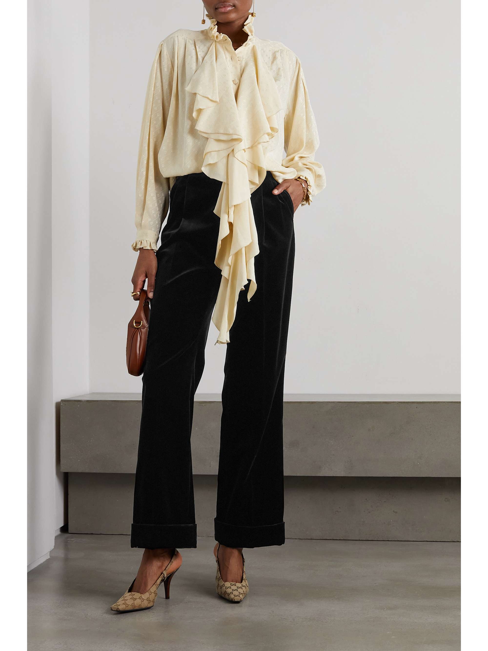 GUCCI Cotton-blend velvet straight-leg pants | NET-A-PORTER