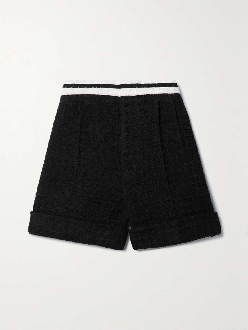 Gucci Pleated Striped Cotton-blend Tweed Shorts
