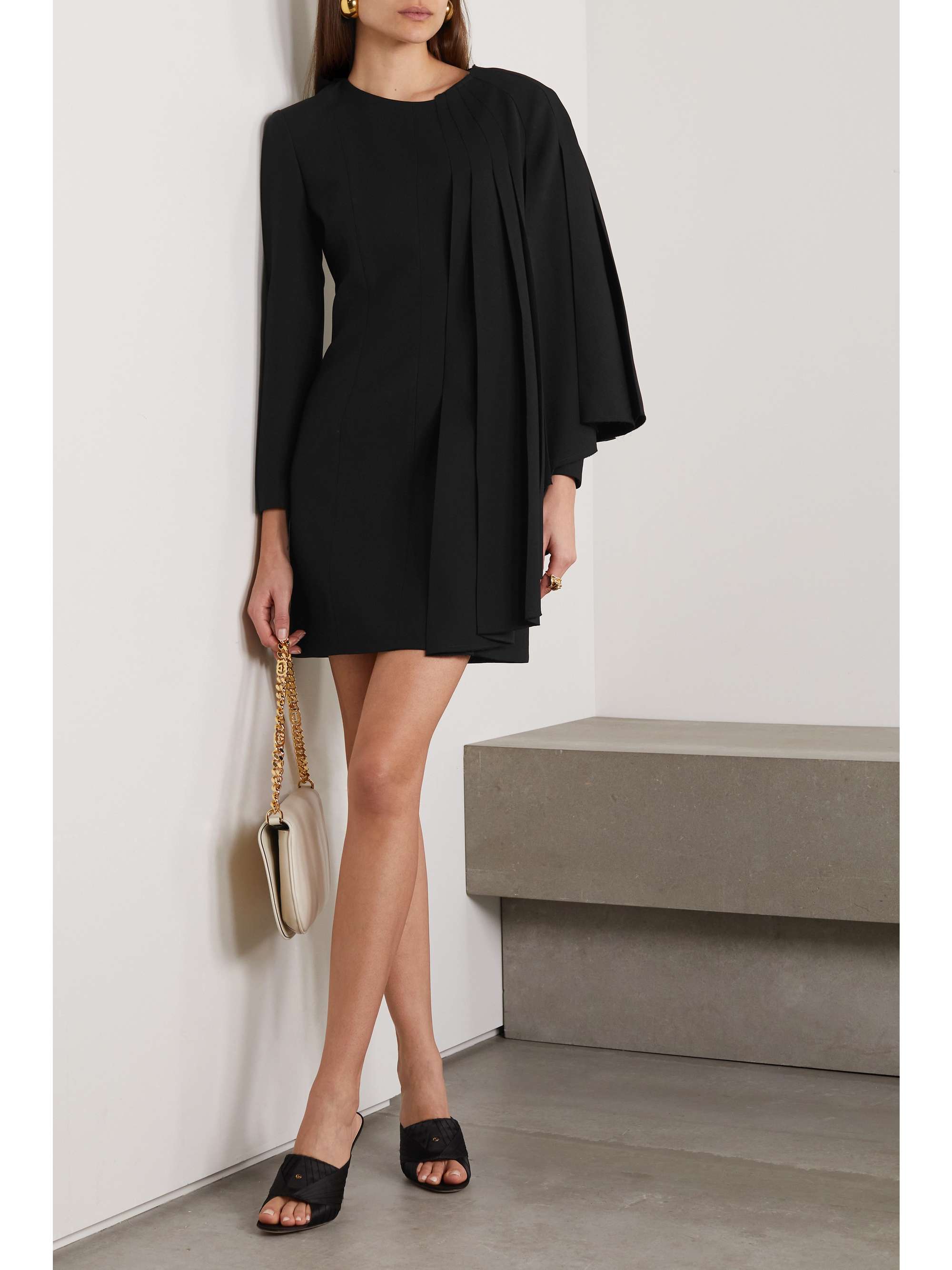 Black Les Années '40 capeeffect silk and woolblend mini dress GUCCI