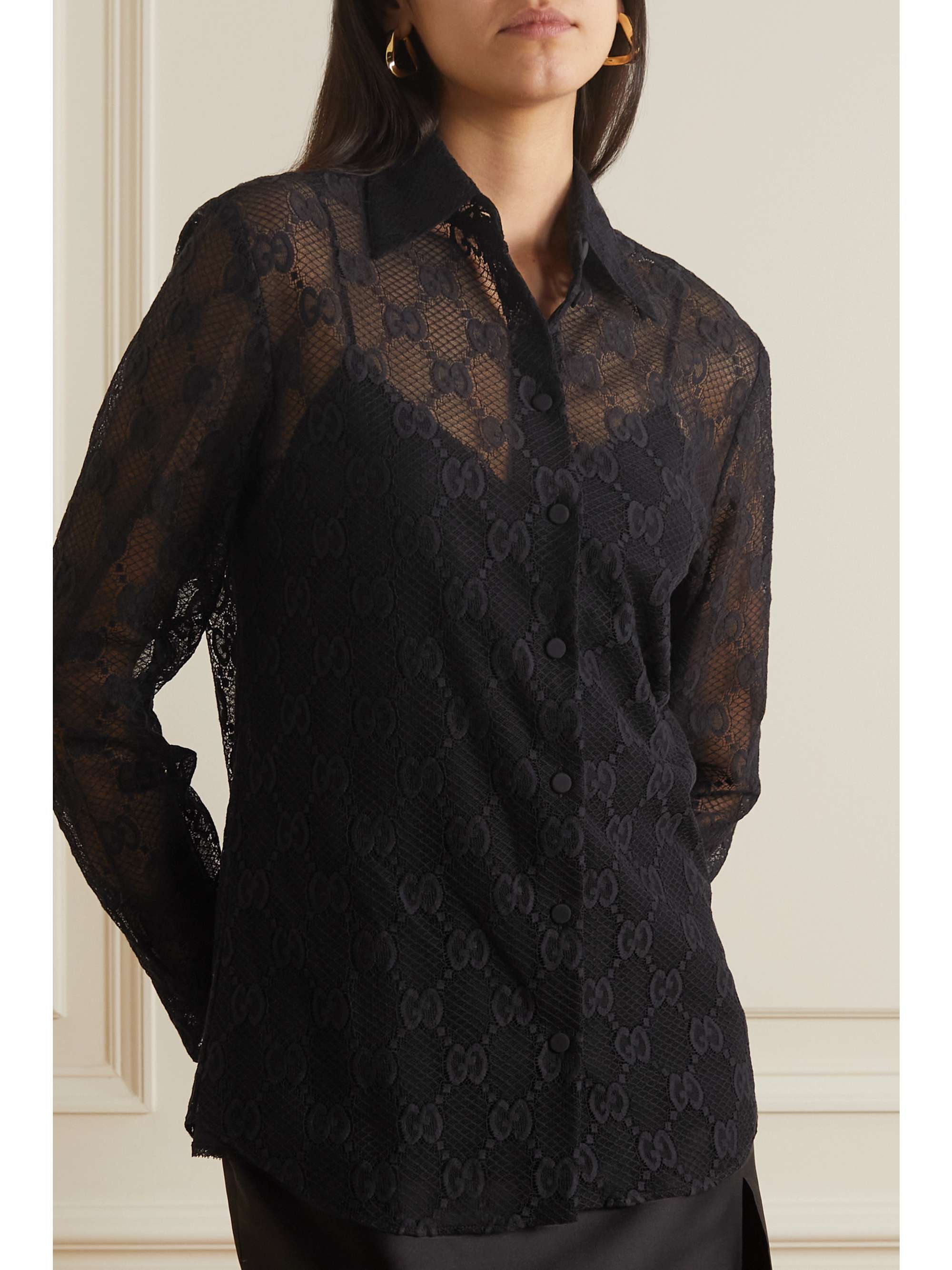 GUCCI Lace and silksatin shirt NETAPORTER