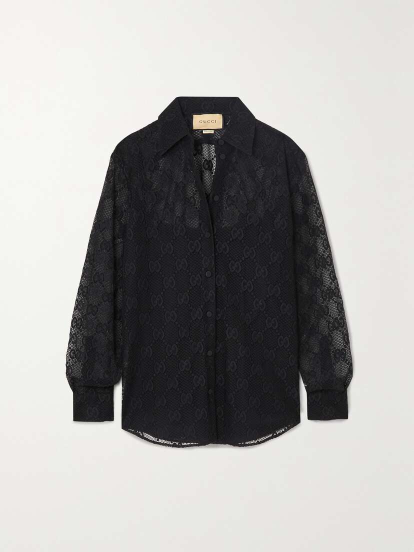 Gucci Lace And Silk-satin Shirt