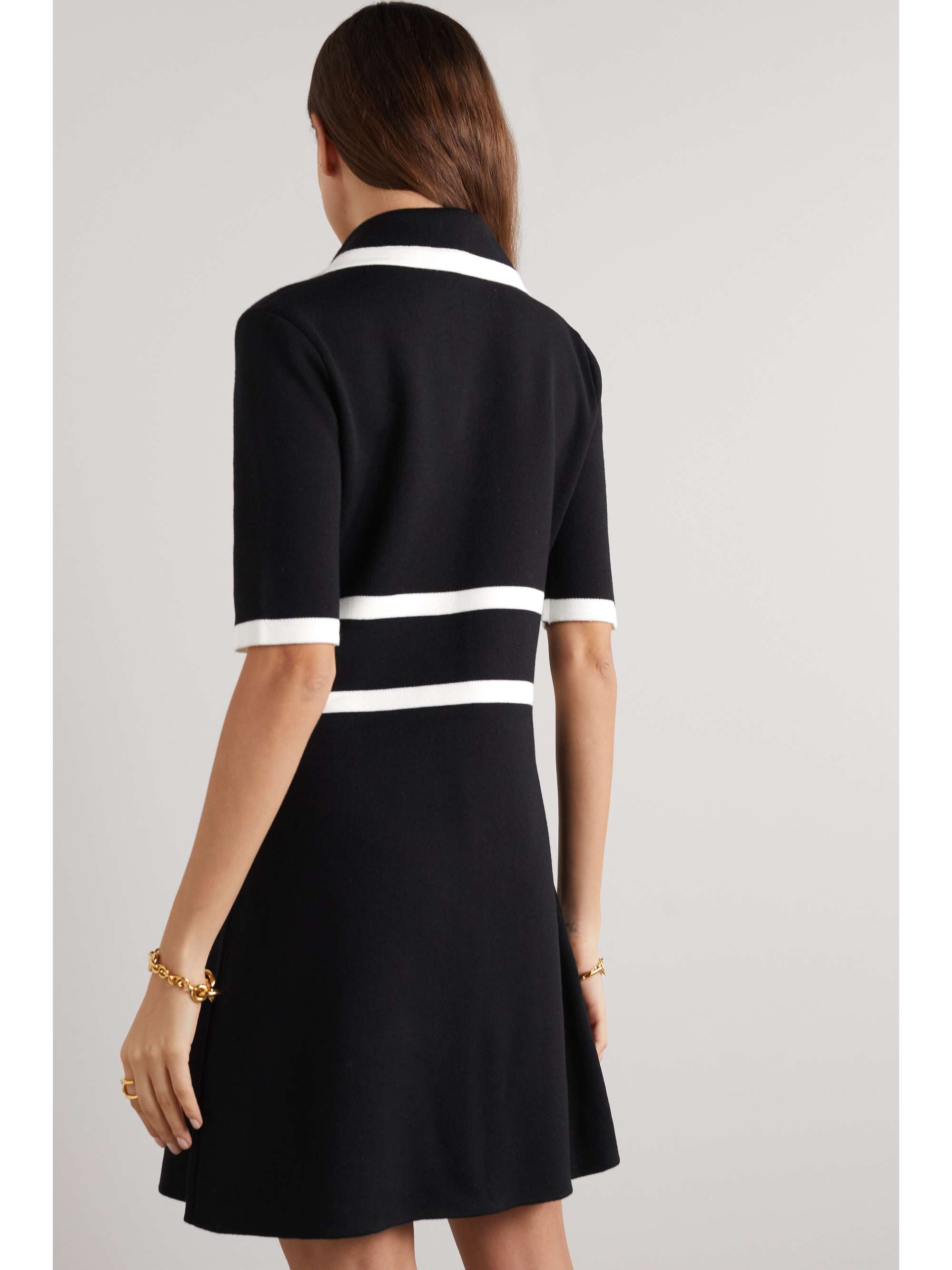 GUCCI Striped embroidered wool mini dress