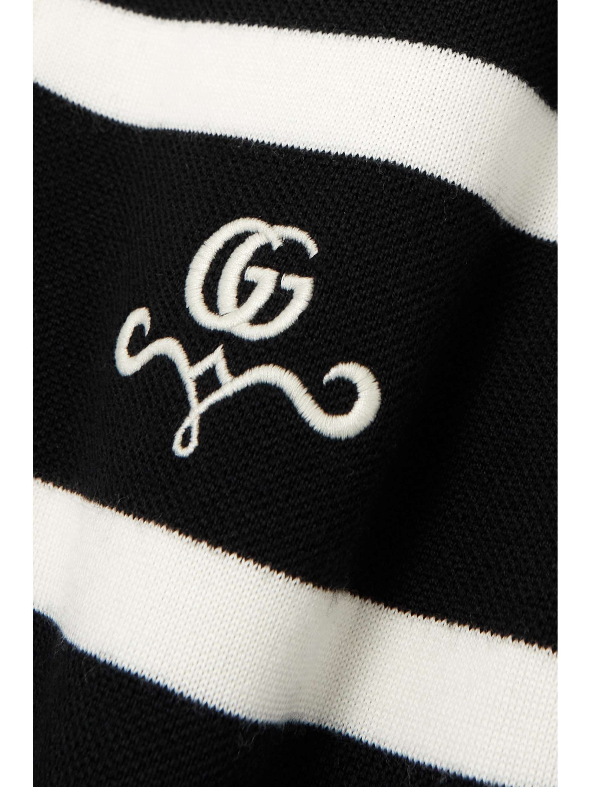 GUCCI Striped embroidered wool mini dress