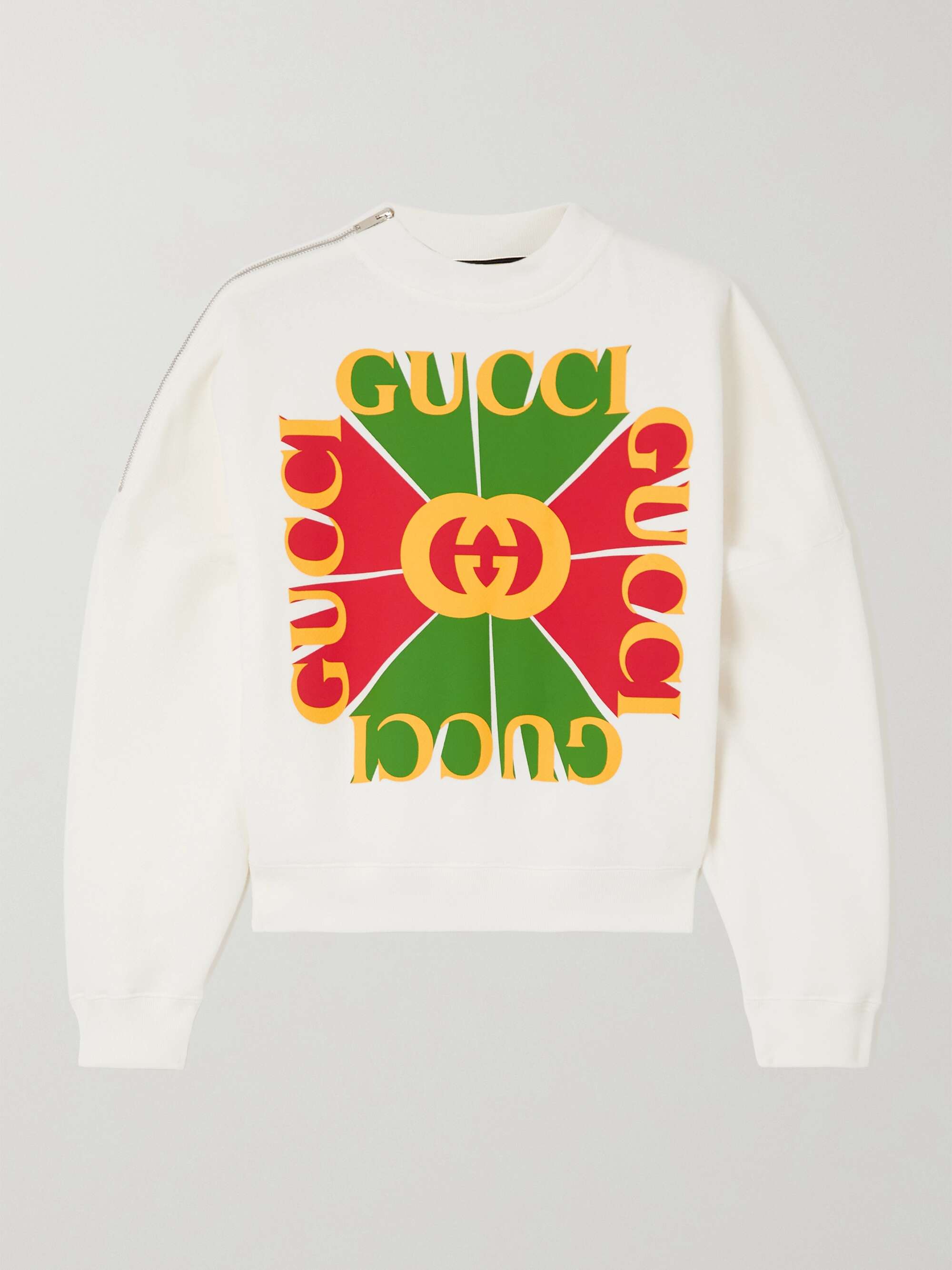 GUCCI Cropped printed cotton-jersey sweatshirt | NET-A-PORTER