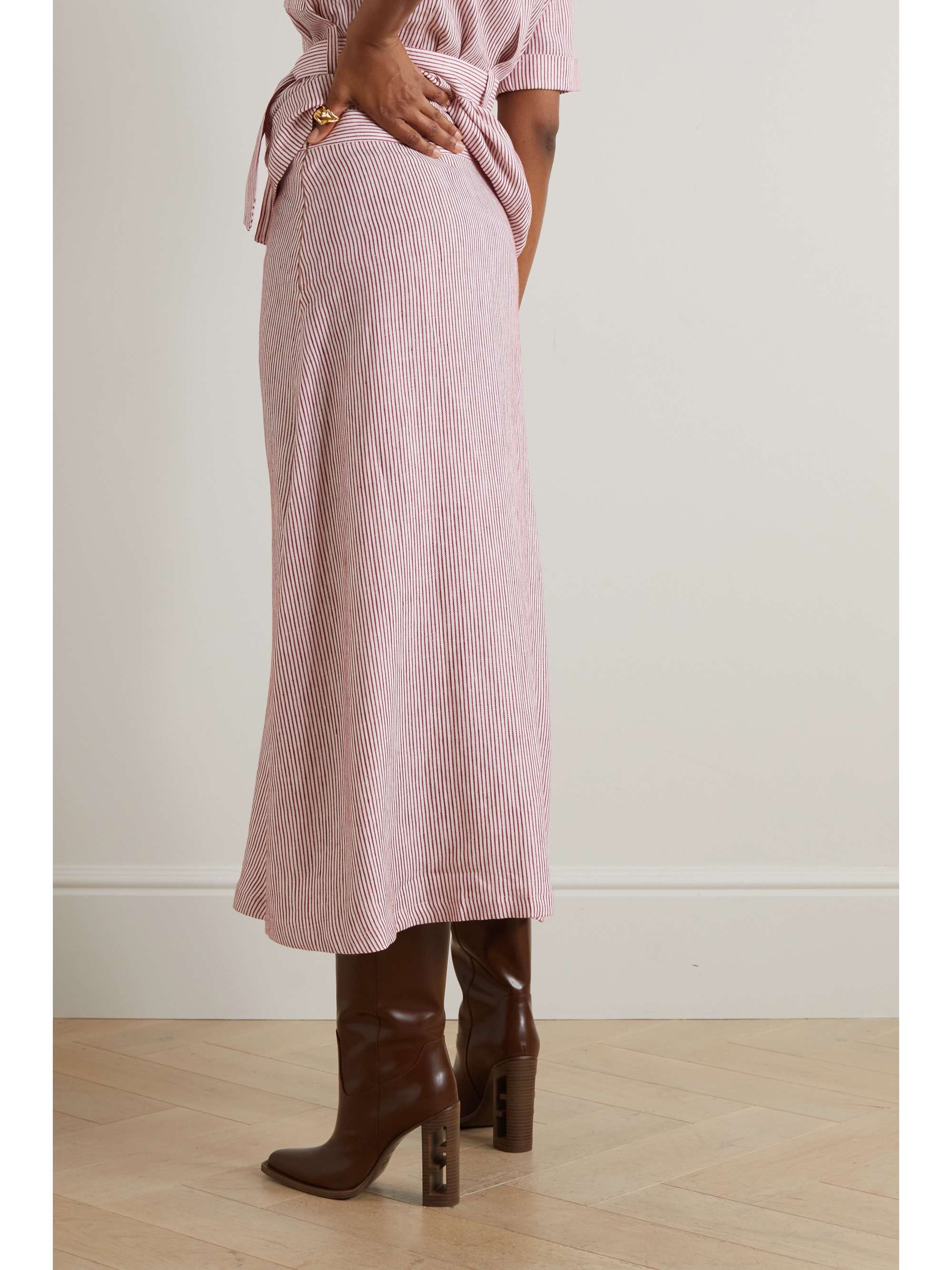 GIULIVA HERITAGE The Ada striped linen midi skirt